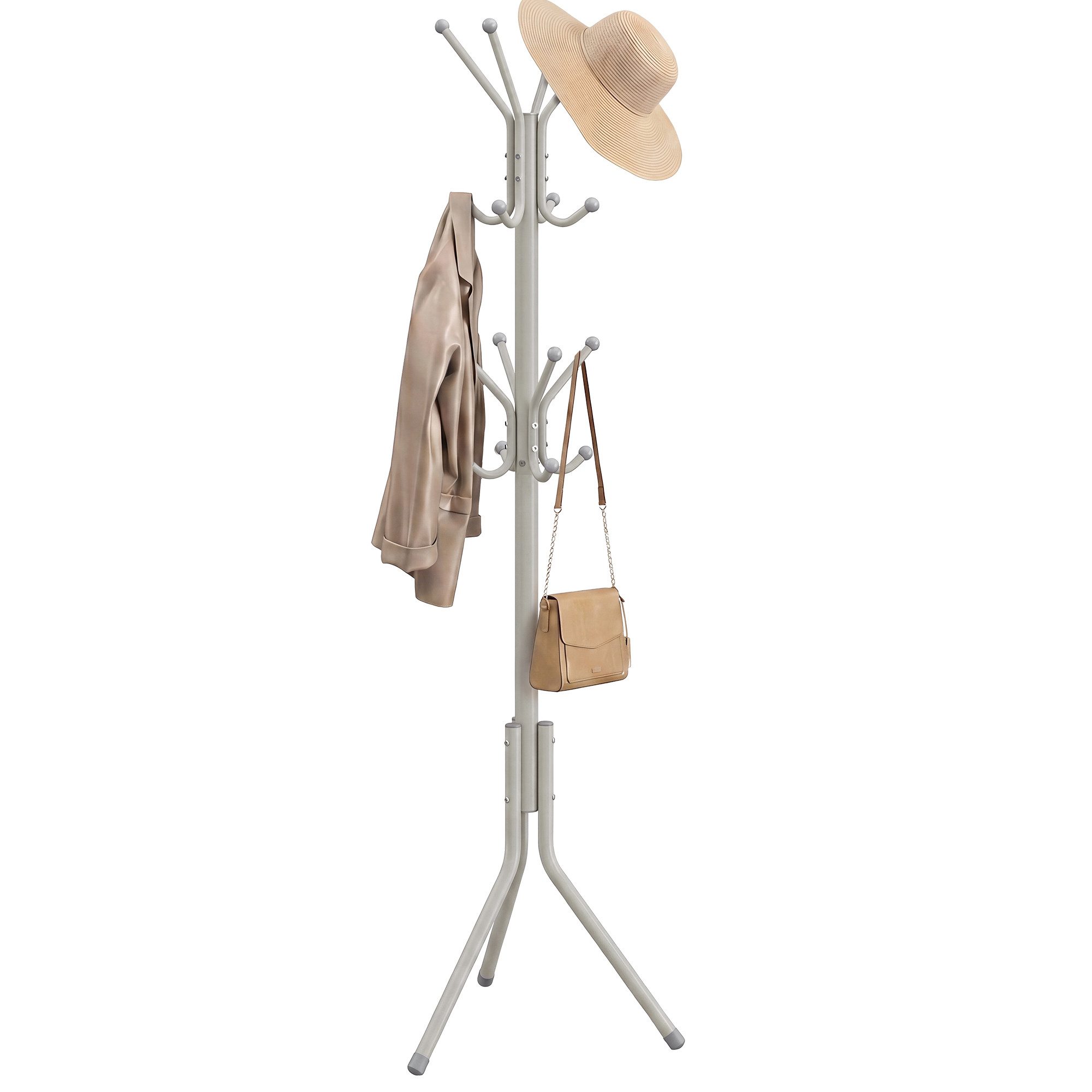 SONGMICS Garderobenständer Kleiderständer, Garderobe, für Kleidung, Taschen und Hüte, Höhe 175 cm, aus Metall, 16 Haken, Eingangsbereich, Wohnzimmer, Schlafzimmer