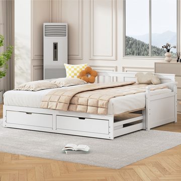REDOM Schlafsofa Multifunktionales Zwei-in-Eins-Tagesbett, Kinderbett mit Kiefernbett, Schubladen und Ausziehbett, ohne Matratze, 90 x 190 cm/180 x190 cm