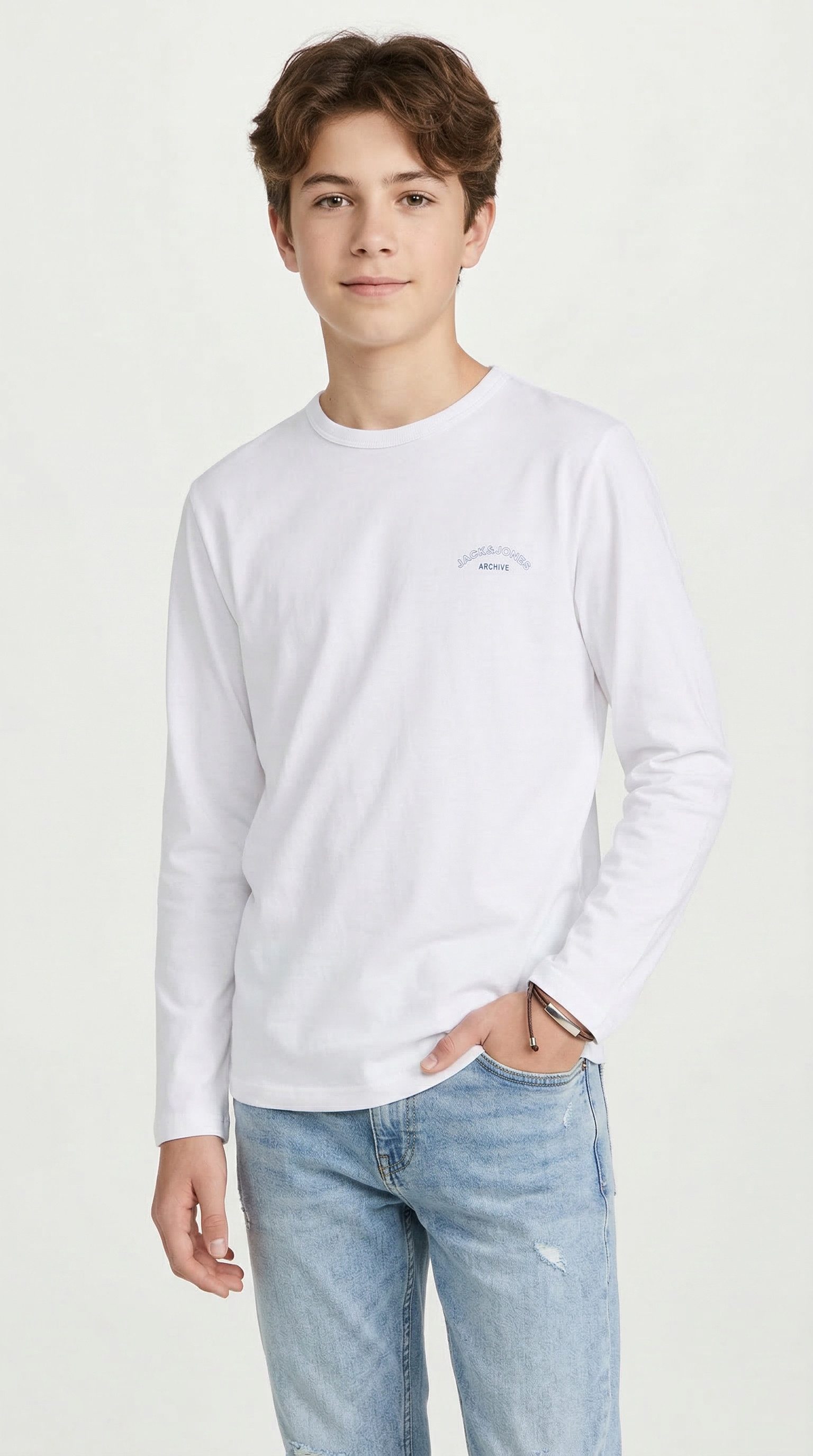 Jack & Jones Junior Langarmshirt JJCOLLEGE LOGO TEE LS CREW NECK JNR mit Logoprint