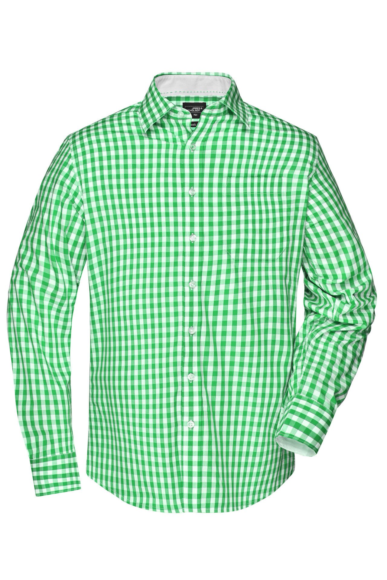 James & Nicholson Karohemd Herren Langarm Karohemd Easy Care JN617 Hochwertige, bügelleichte Popeline-Qualität