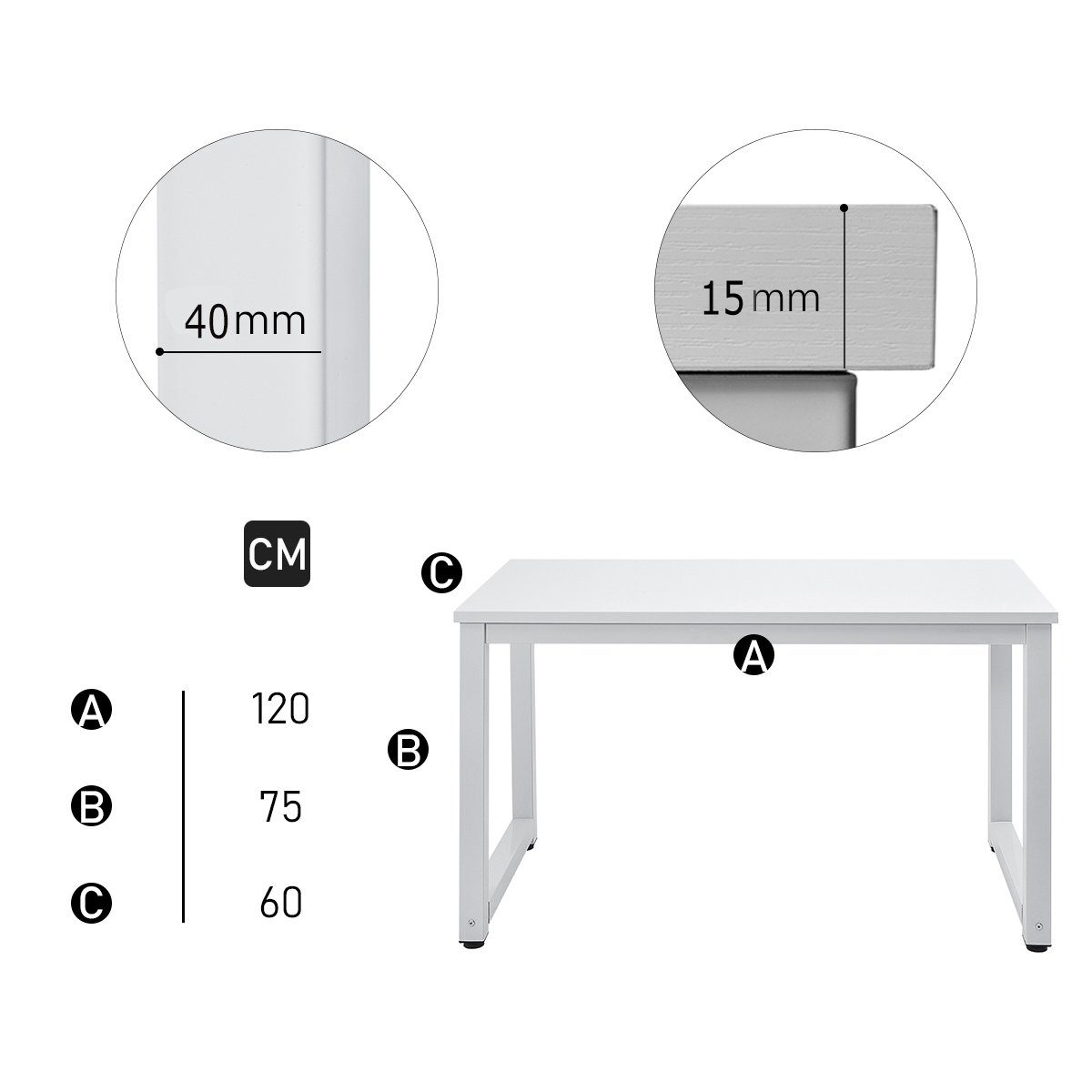 Computertisch Tischbeine Weiß Schreibtisch Verstellbare OKWISH Bürotisch, Schreibtische | Weiß