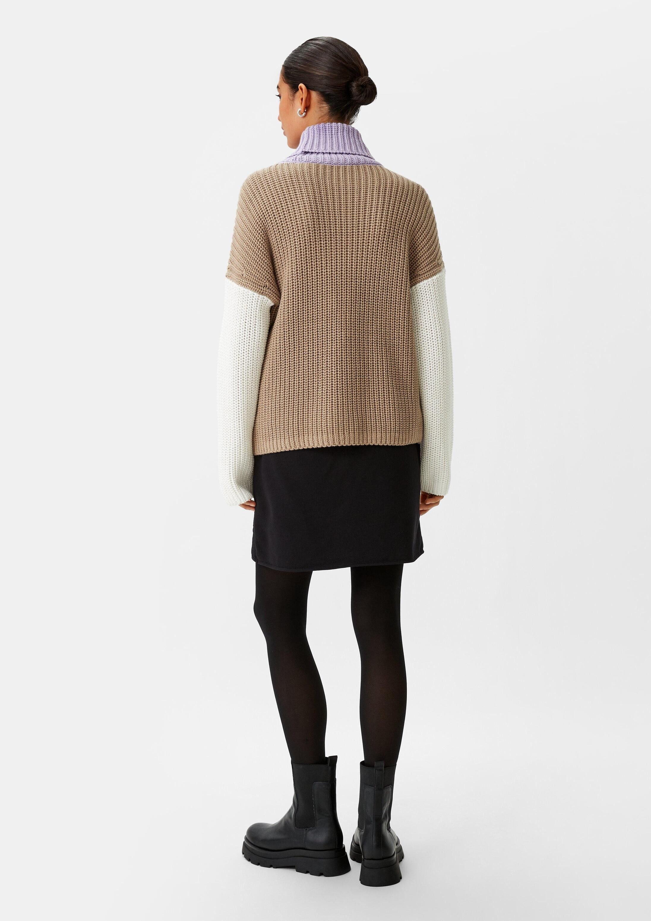 comma Longpullover Strickpullover Rippstrickpullover mit Label-Patch
