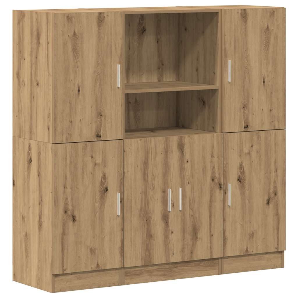 vidaXL Regal 3-tlg. Küchenschrank-Set Artisan-Eiche Holzwerkstoff, 1-tlg.