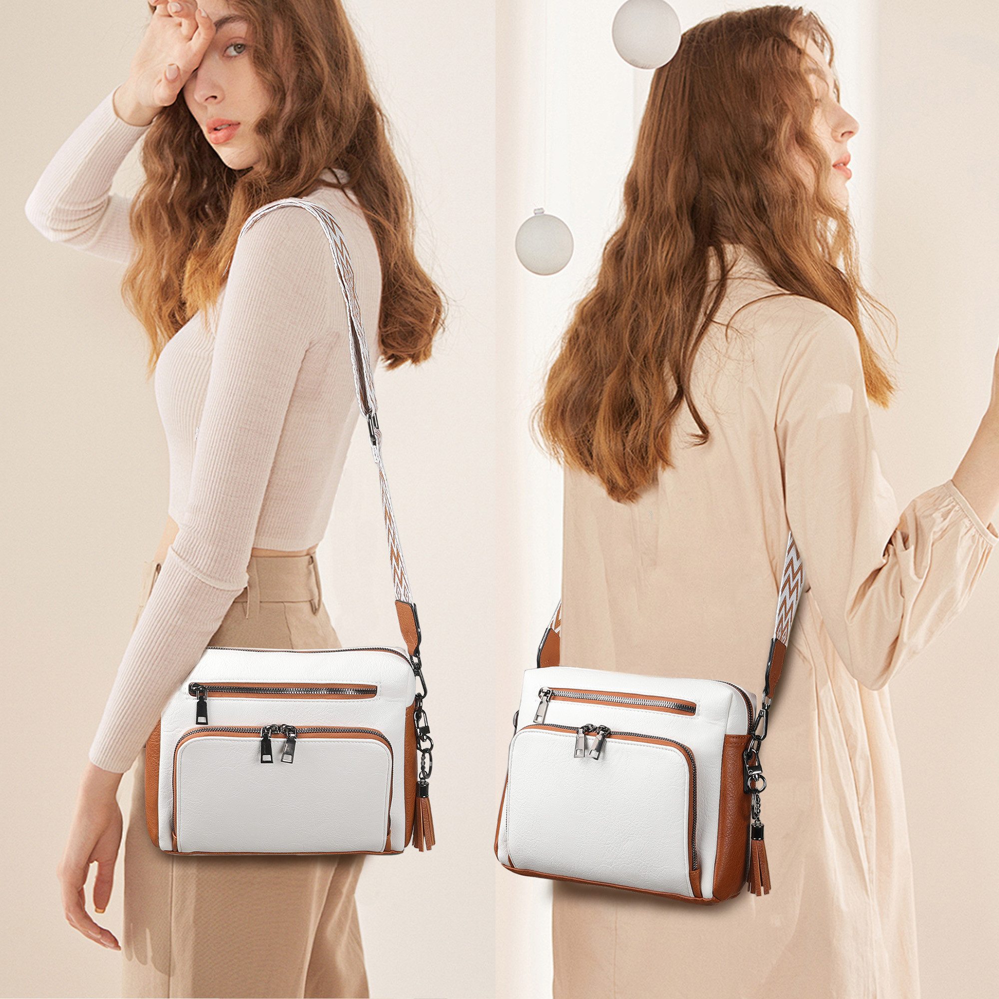 TAN.TOMI Schultertasche Damen Umhängetasche mit Verstellbar Abnehmbar Breiter Gurt, Leicht Damen Crossbody Bag Für Tägliches Arbeiten Verabredungen