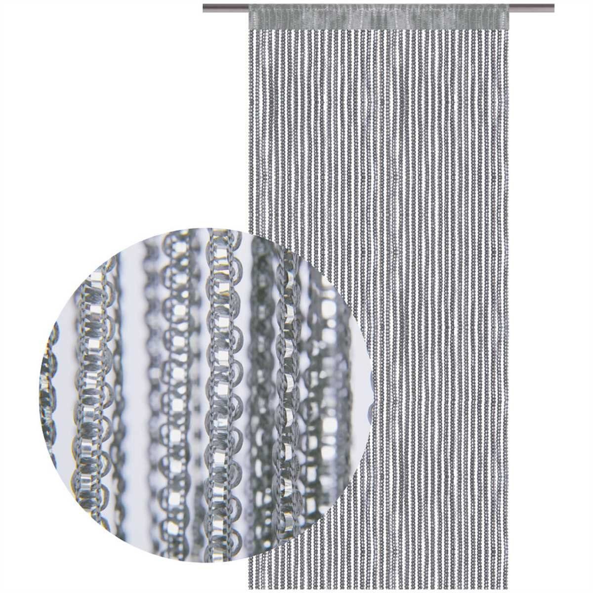 Fadenvorhang, Bestlivings, Stangendurchzug, halbtransparent, Stangendurchzug bis attraktiv x Anthrazit modern Fadengardine 300 250cm) mit Türvorhang, x und 200cm (90