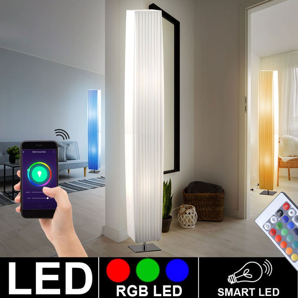 etc-shop Lampe Alexa RGB Steh Leuchte Textil LED weiß App Stehlampe, Smart LED Stand