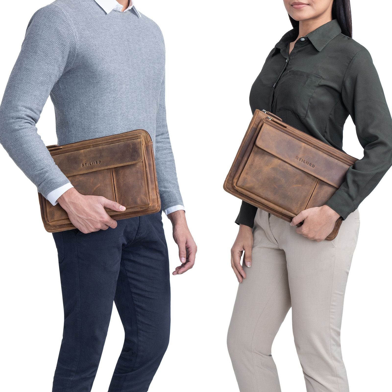 STILORD Konferenzmappe "Dalton" Arbeitsmappe A4 Leder