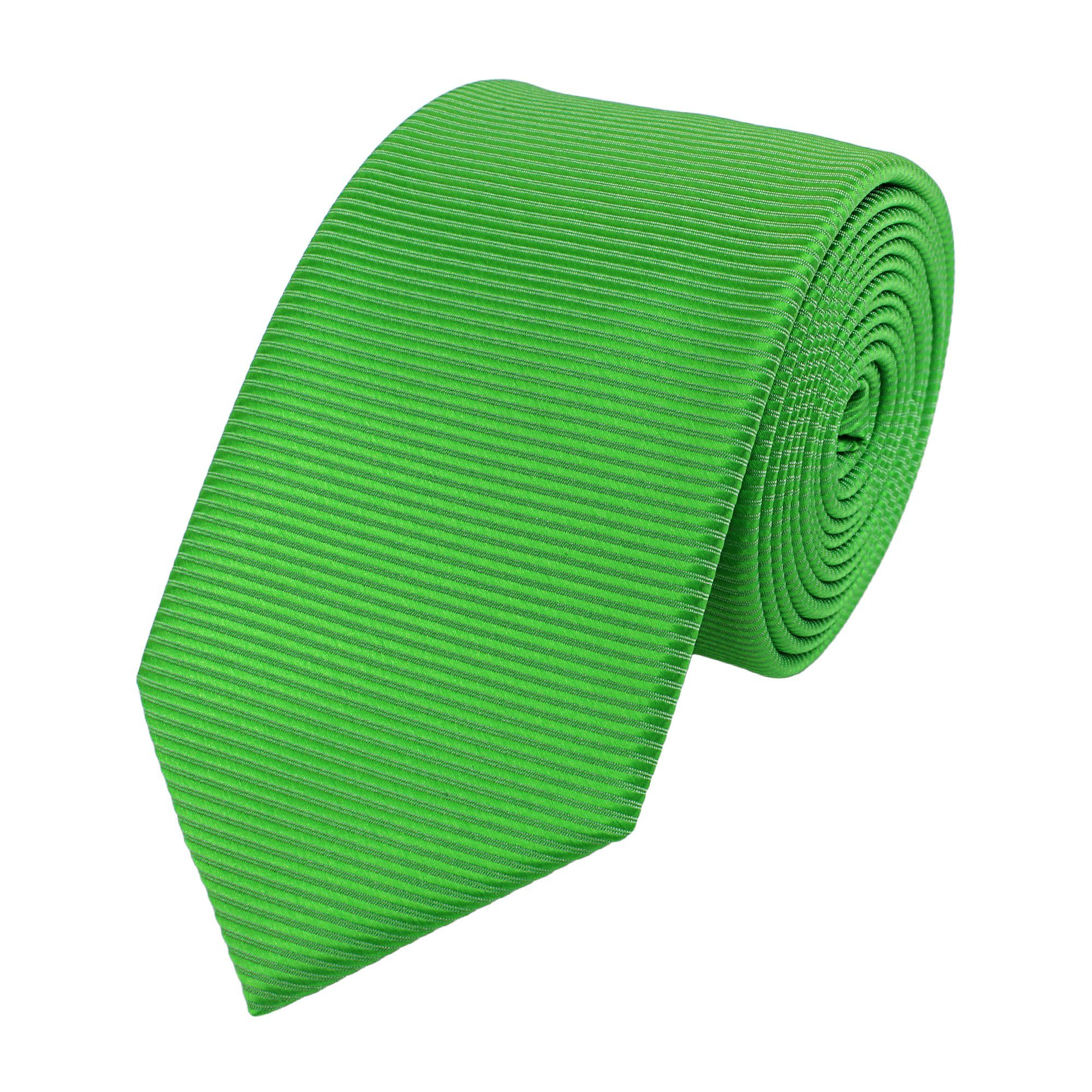6cm (ohne (6cm), Grün Grün Schlips in mit Grüne gestreift Box, - Farbton Krawatte Farini Fabio Herren Schmal Krawatten Gestreift)