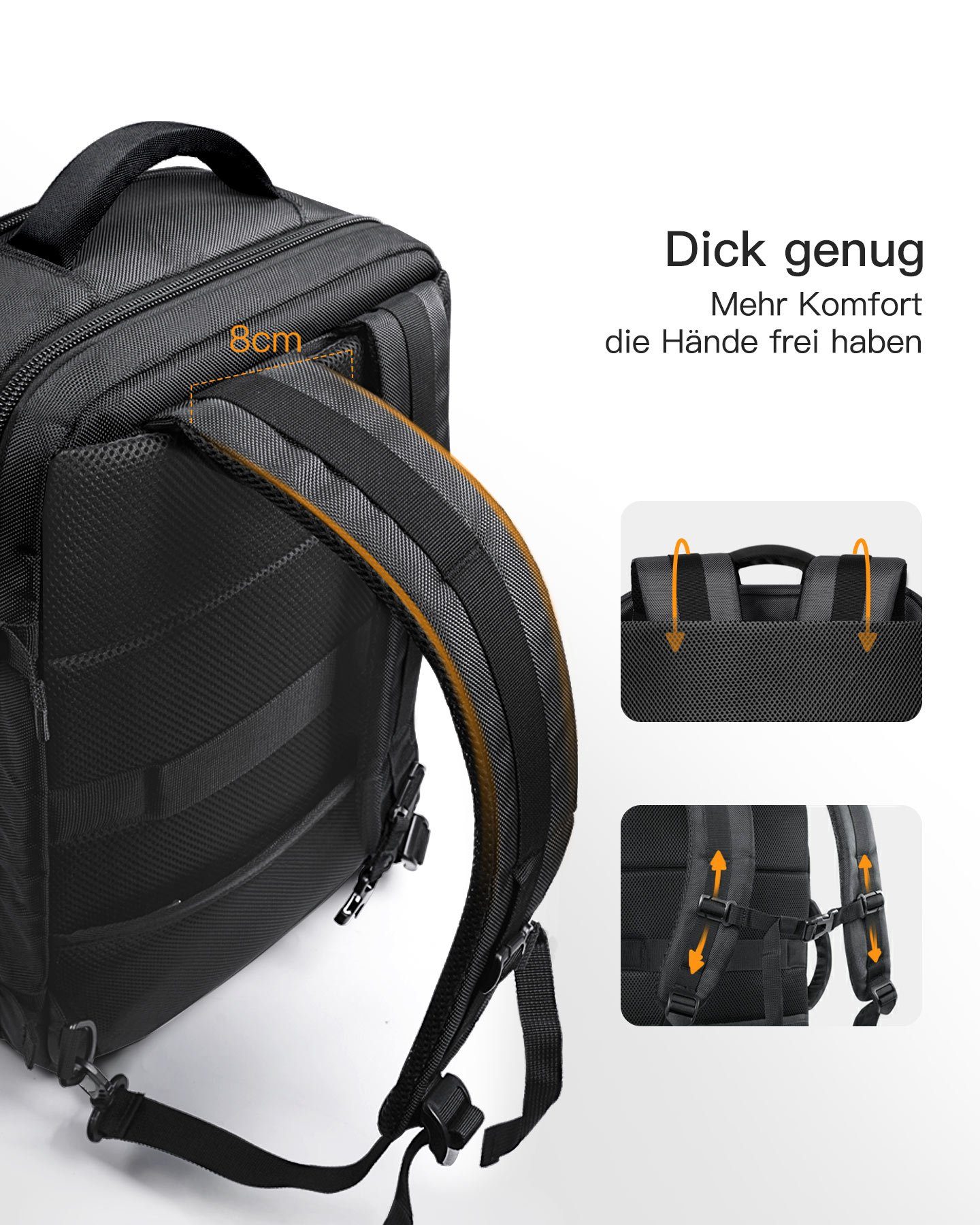 Inateck Reiserucksack 40L Supergroßer Handgepäck Rucksack Herren Damen