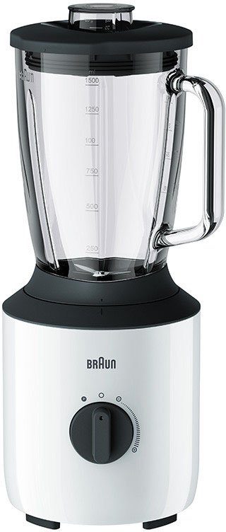 Braun Standmixer PowerBlend 3 JB 3150 WH - 800W, stufenlos regulierbar, 1,5 L, Glaskrug, 800 W, Ice-Crush & Pulsfunktion, leises Mixen, spülmaschinenfest