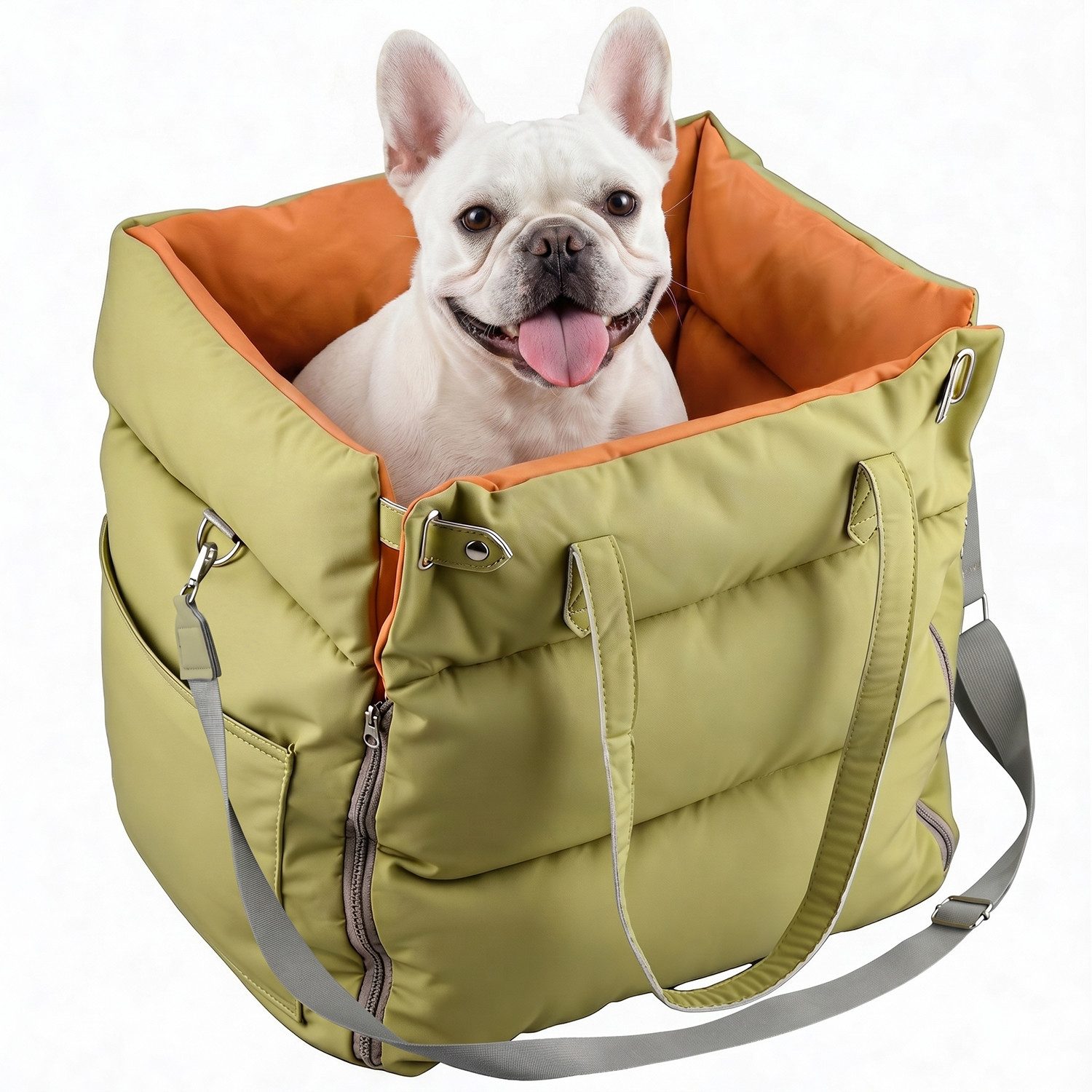 CkeyiN Pro Hunde-Autositz für kleine/mittlere Hunde,2-in-1 Hundebett,Autositz Hunde Tragbare, PU-Material,Kratzfest,verschleißfest,wasserdicht, Abnehmbar und Waschbar,mit Sicherheitsgurt,Für Hunde bis 13 kg