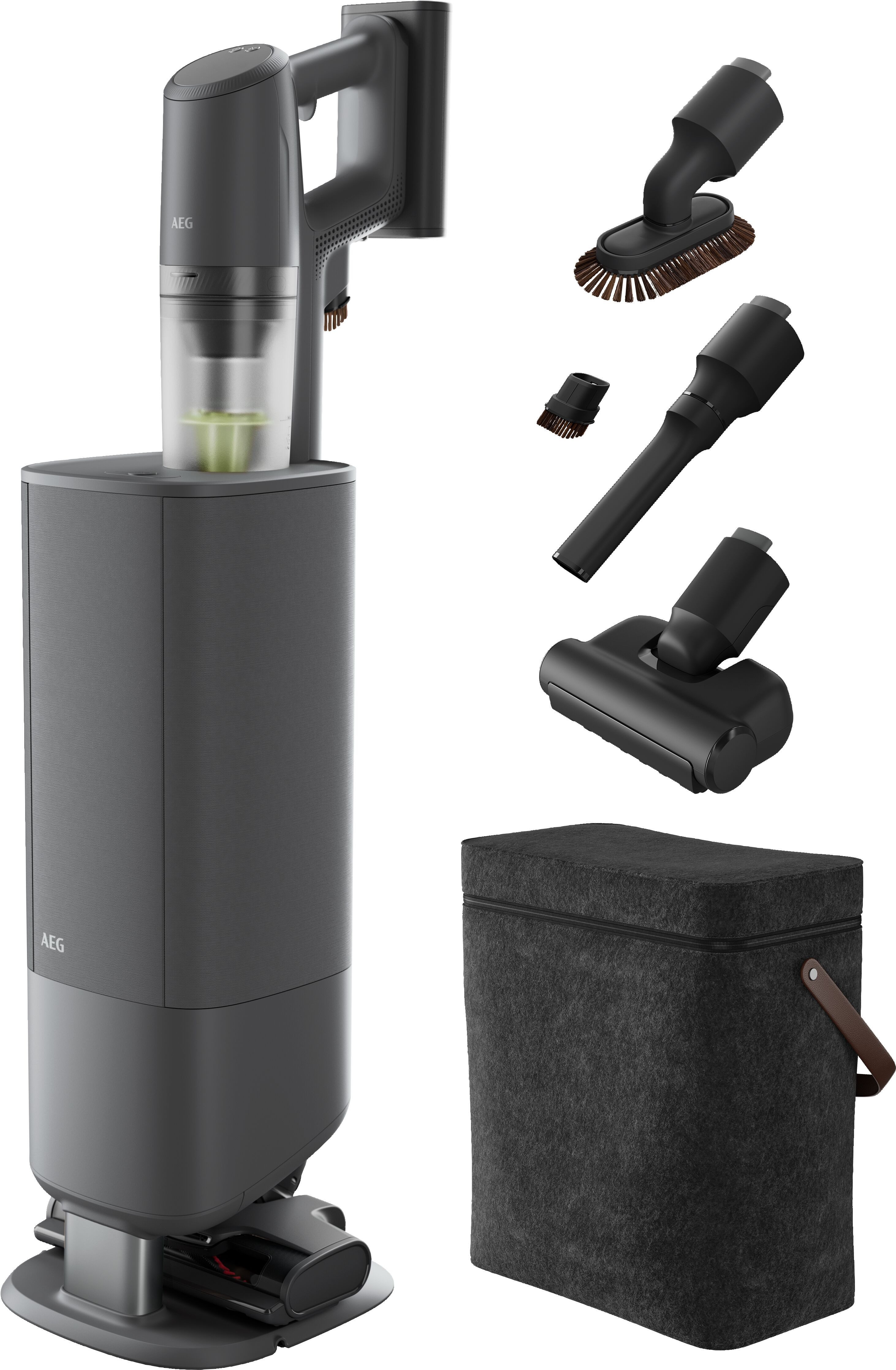 AEG Akku-Hand-und Stielstaubsauger ULTIMATE 8000 (AP83AB25DG), beutellos, mit Absaugstation, 0 W, Hygienische Absaugung des Staubbehälters ohne Kontakt mit Schmutz