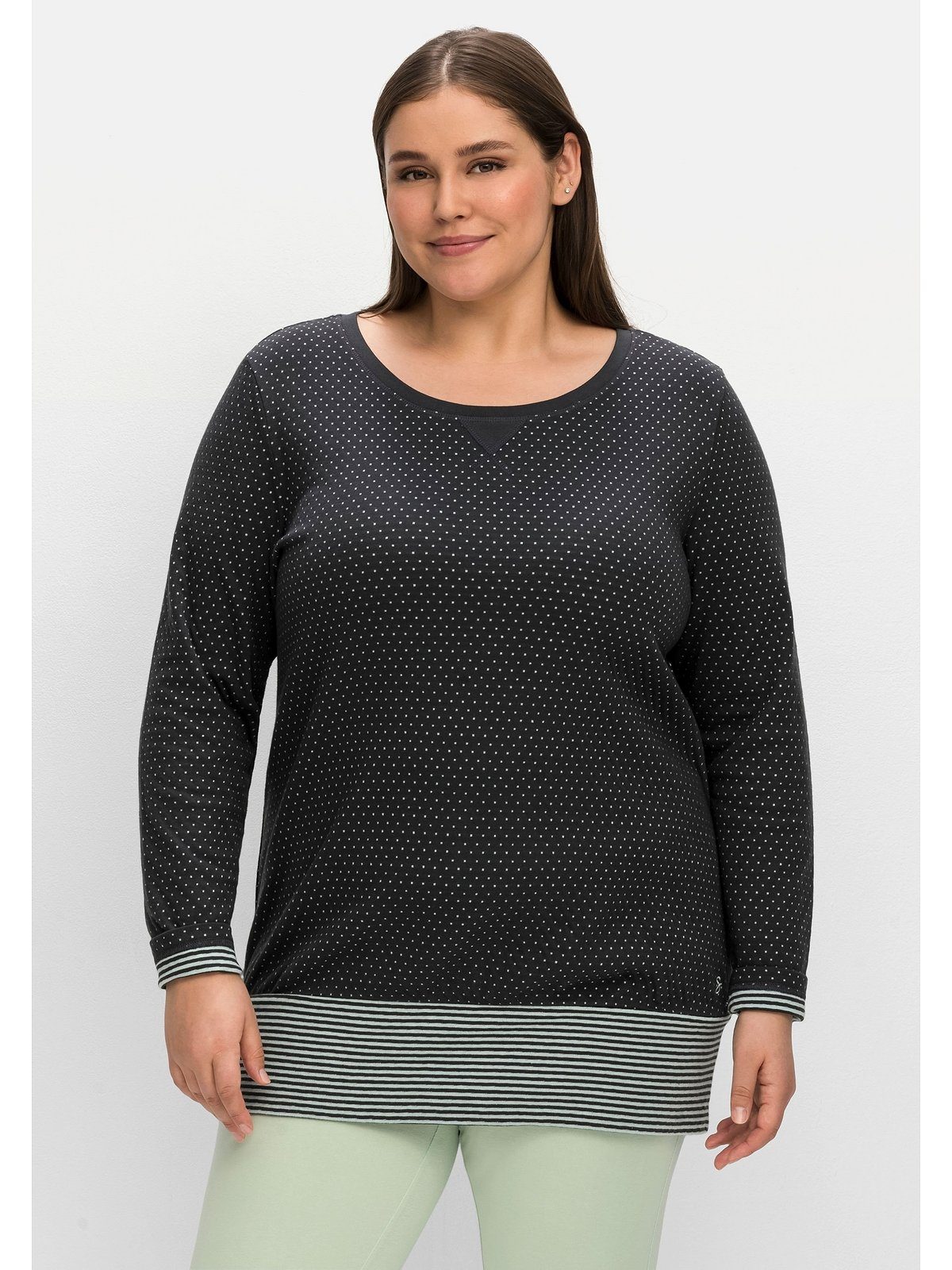 Sheego Sweatshirt Große Größen in mit Longform breitem Saum