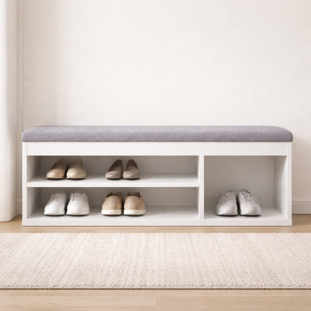 OTTO home Schuhbank Schuchschrank 100, Schuhregal, Schuhtruhe, Schuhkommode, Sitzbank, Inkl. bequemem Sitzkissen mit Stauraum darunter