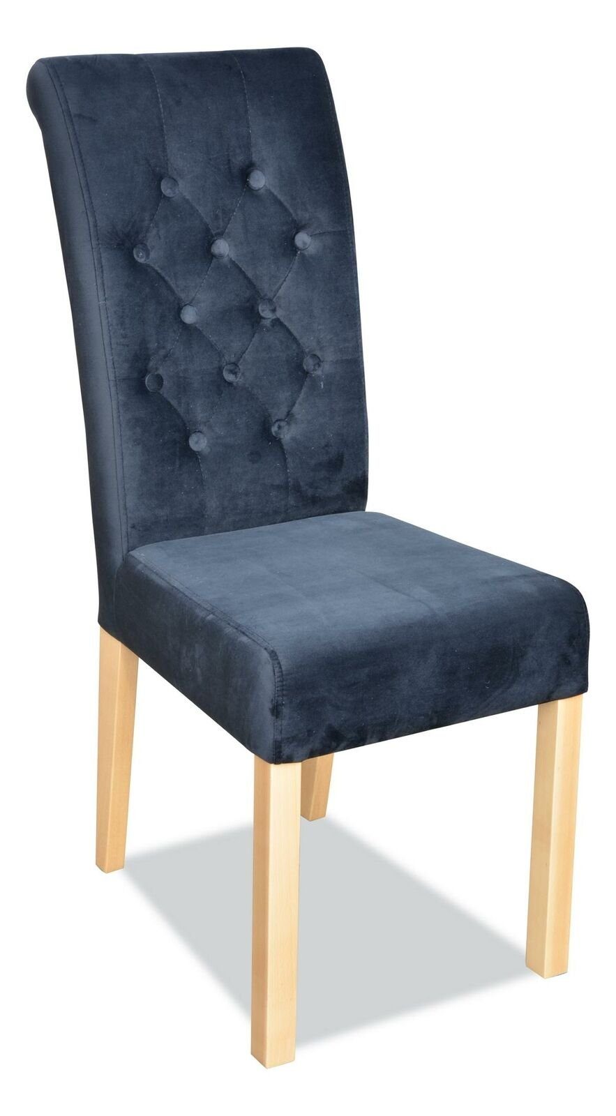 8x Stuhl, Dunkelblau Stuhl JVmoebel Holz Chesterfield Lehn Textil Sessel Design Klassische Polster Stühle