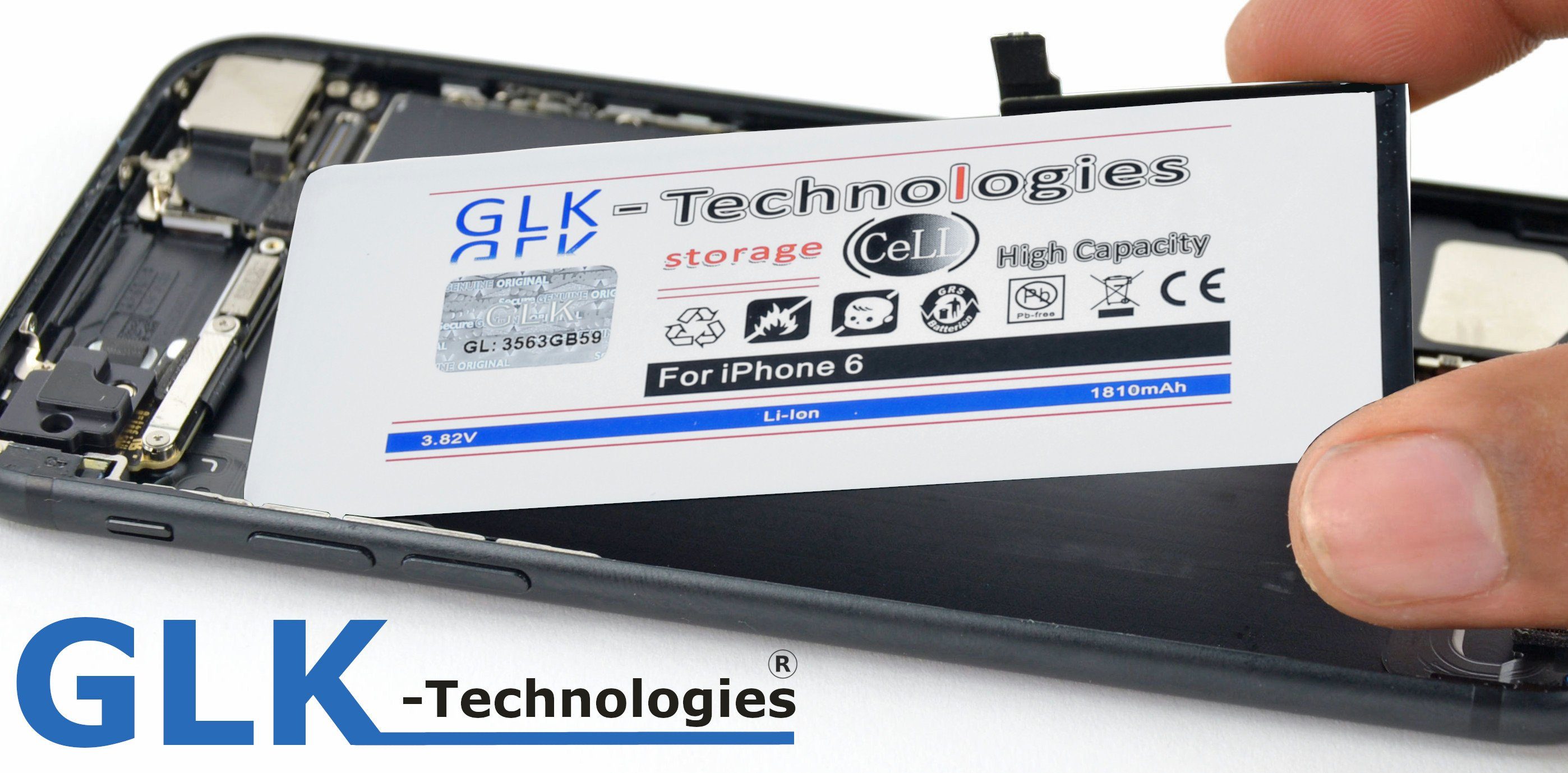 1810 Apple iPhone Smartphone-Akku für (3,8 Ersatz 6 V) Akku Akku GLK-Technologies Verbesserter mAh