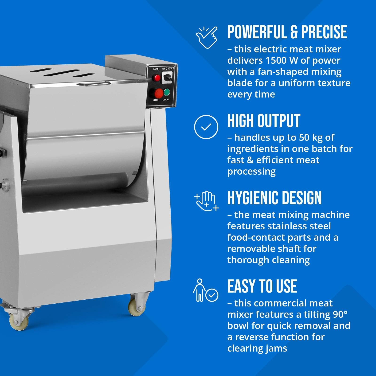 Royal Catering Zerkleinerer Elektrischer Fleischmixer 50 kg 1500W Fleischmischer Mengmaschine, 1500 W, 400 V