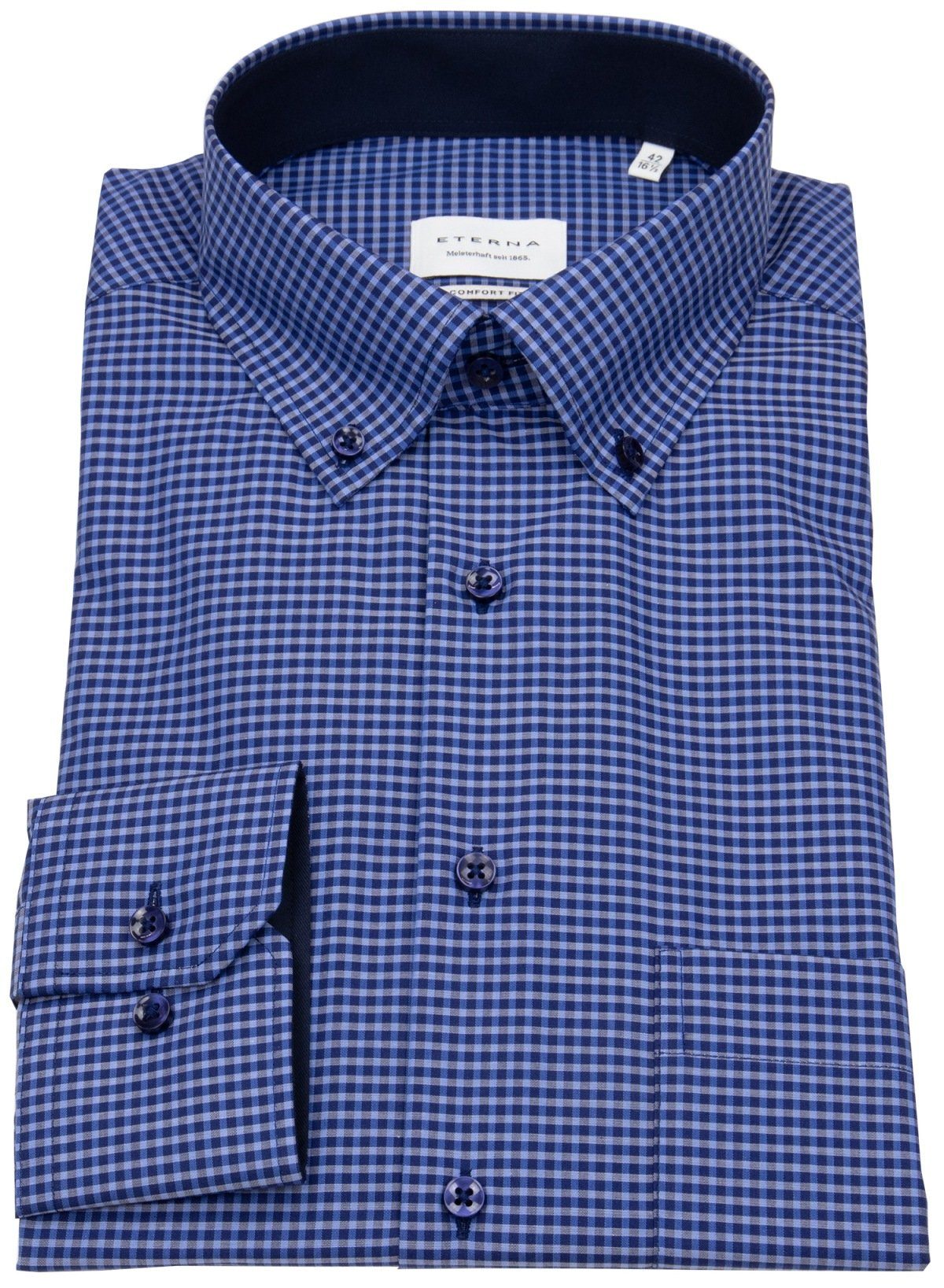 Eterna Karohemd Comfort Fit bügelfrei Button-Down-Kragen günstig online kaufen