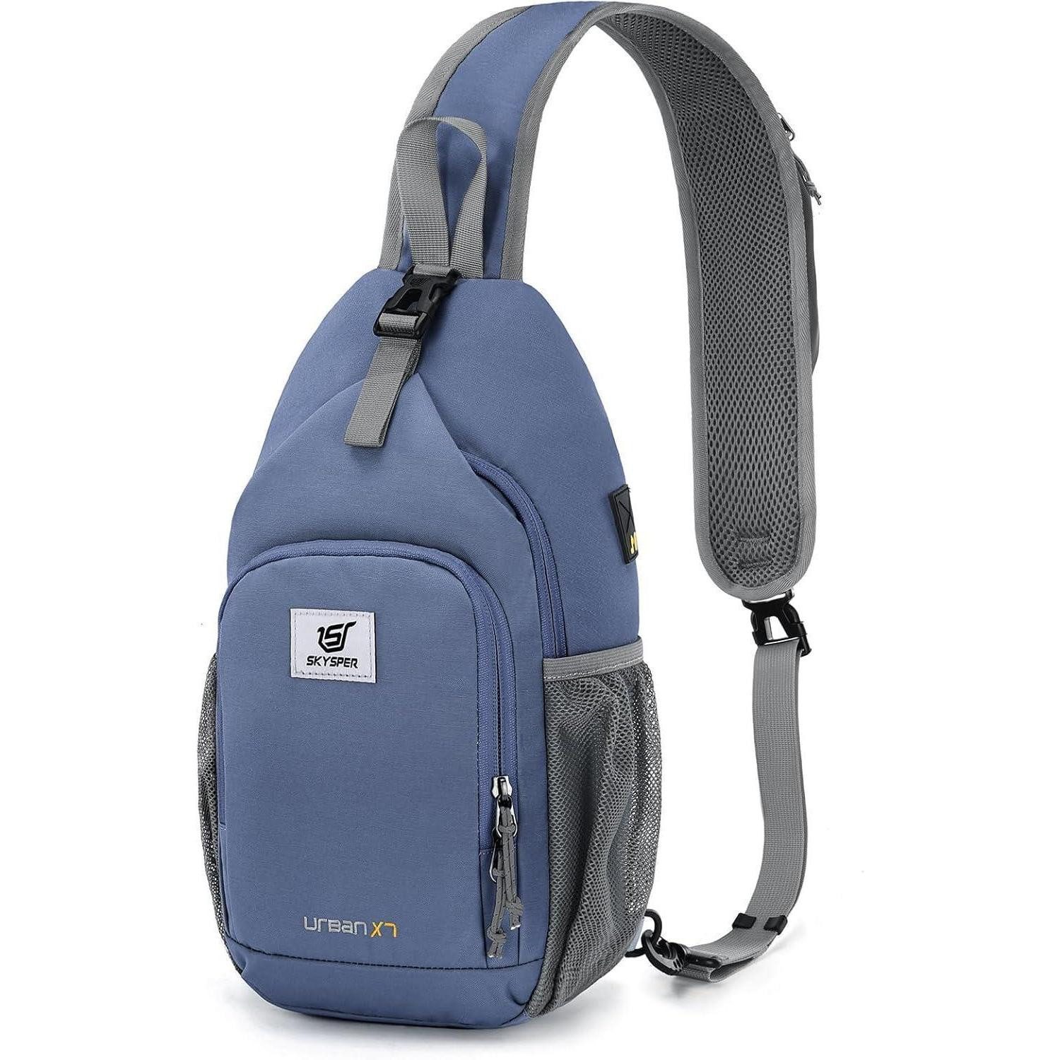 Umhängetasche Brusttasche Sling Bag Klein Herren Damen Hellblau