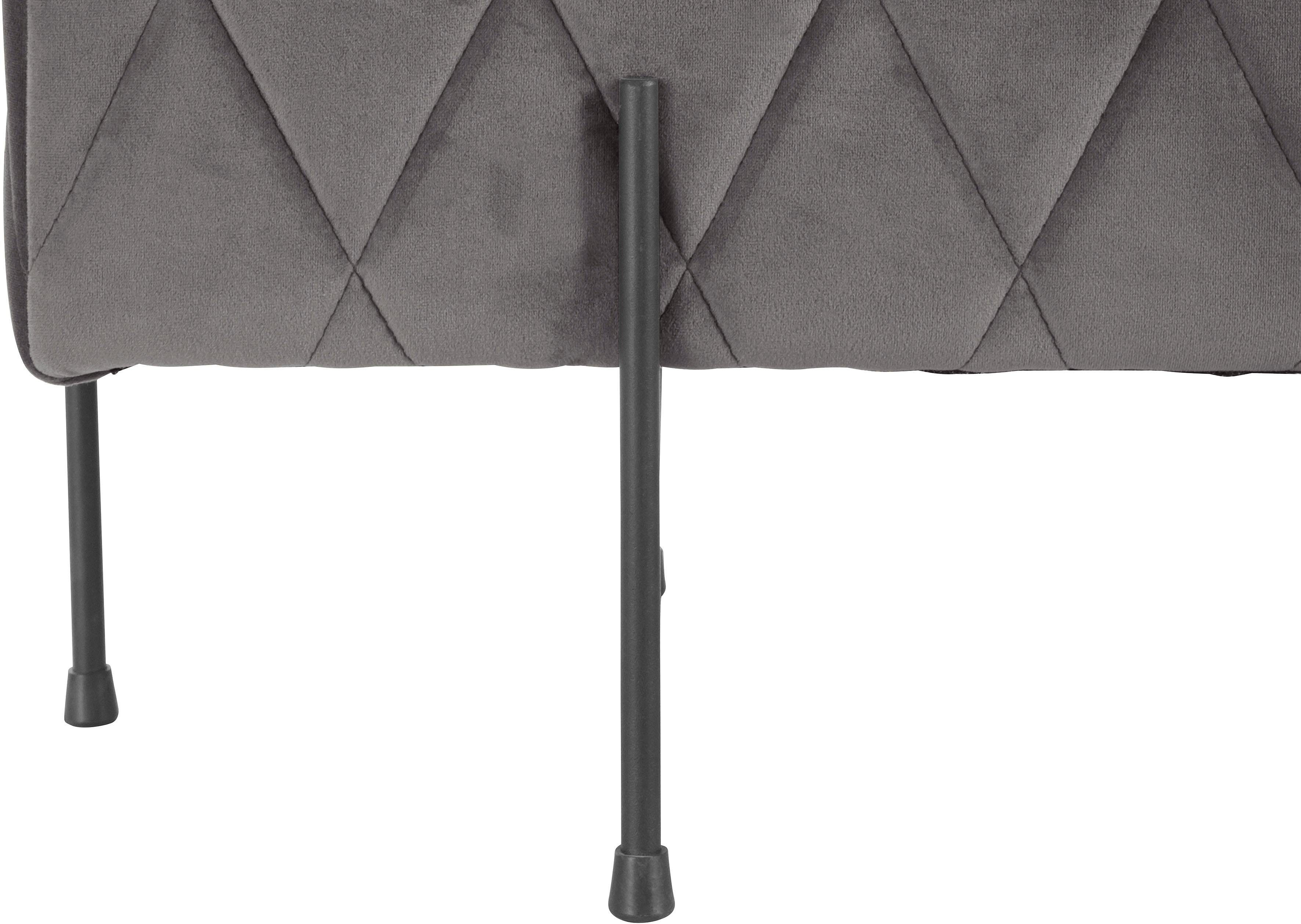 Sitzbank mit und mit grau schwarzen Leonique Velvetbezug Cavalino, Metallbeinen