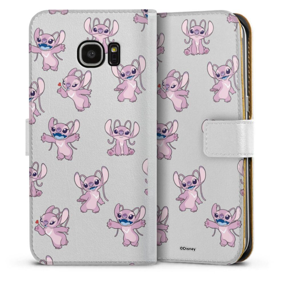 DeinDesign Handyhülle Lilo & Stitch Engel Disney Angel Faces Pattern Transparent, Samsung Galaxy S7 Edge Hülle Handy Flip Case Wallet Cover