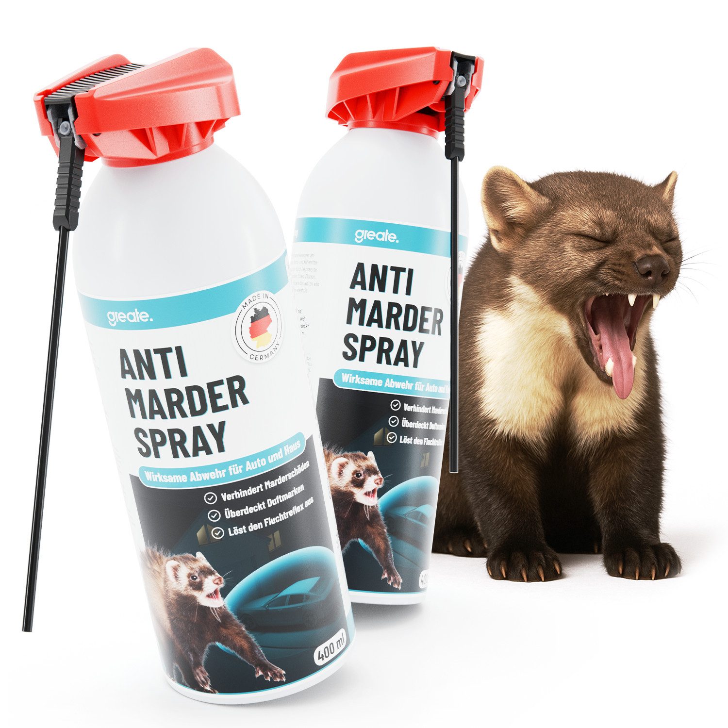 greate. Marderspray 2x Marderspray Auto Motorraum 400ml - Mader Abwehr, Marderschutz Spray, 800 ml, 2-St.