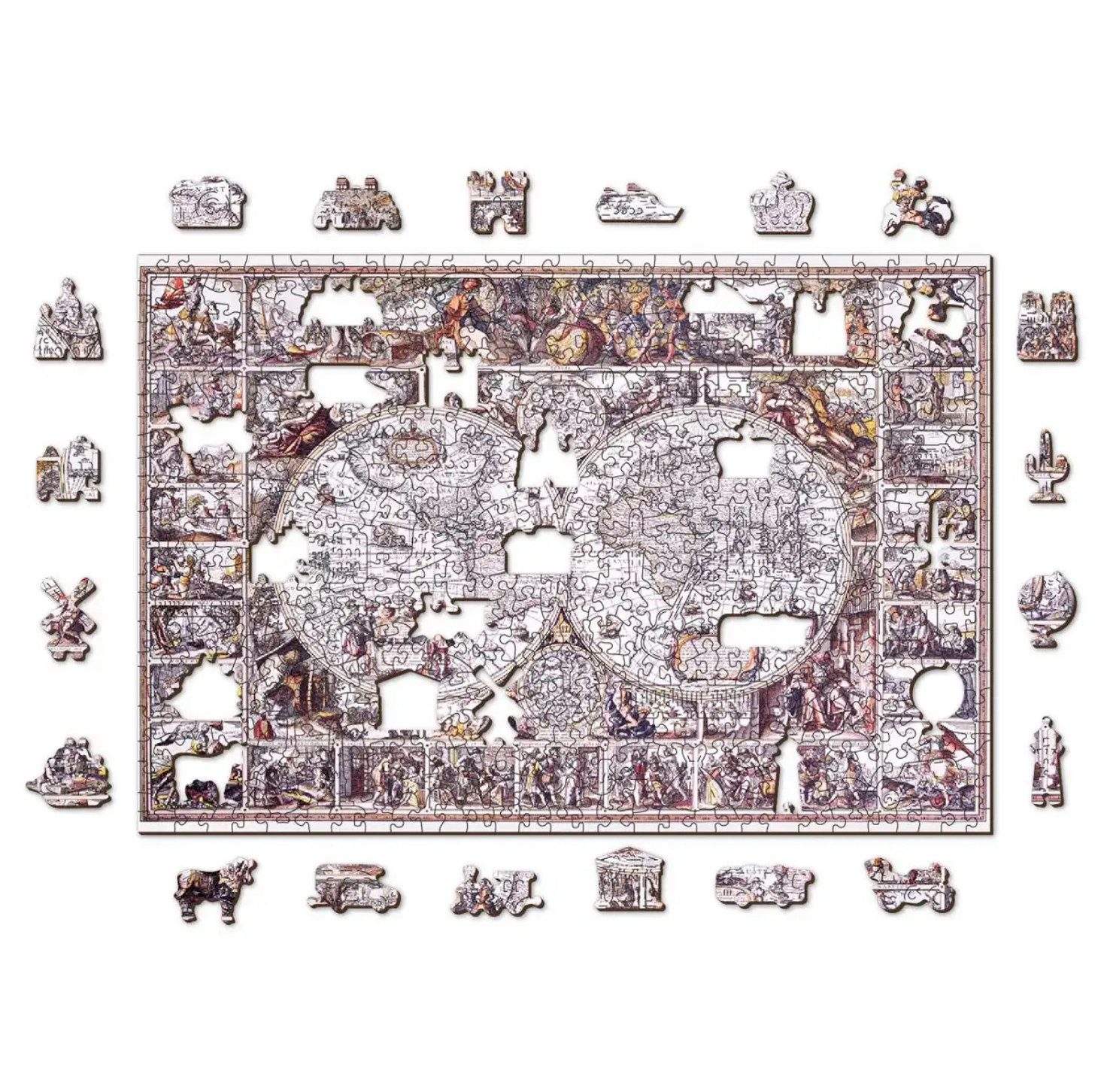 Wooden City Puzzle Holzpuzzle Historische Weltkarte mit Spezialformen 500 T günstig online kaufen