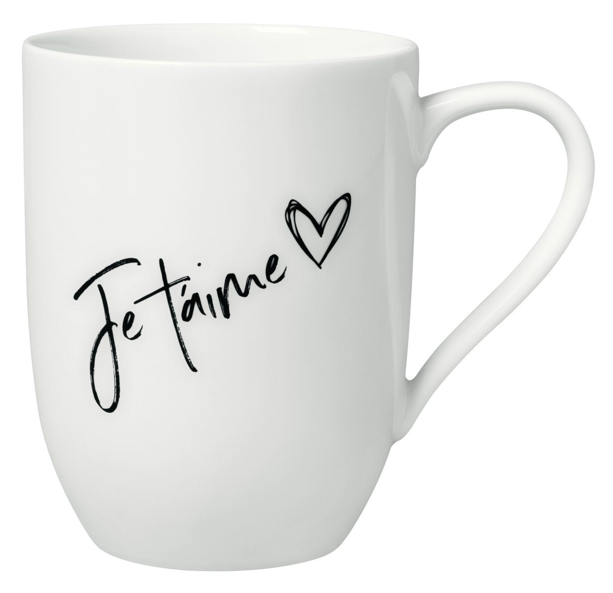 Villeroy & Boch Becher Statement Becher mit Henkel Je t´aime 280ml, Premium Porcelain