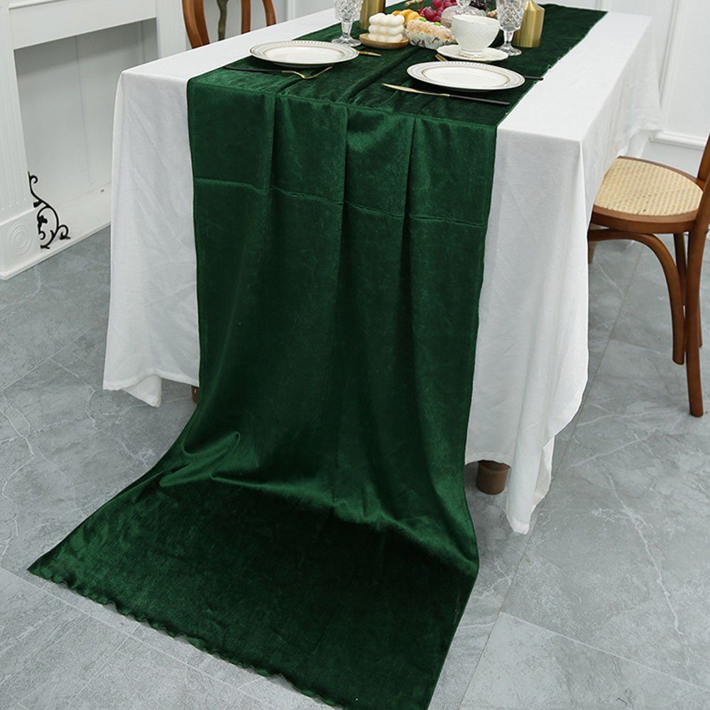 FELIXLEO Tischdecke Tischläufer Stoff Tüll Tischdeko 70*300cm Grün