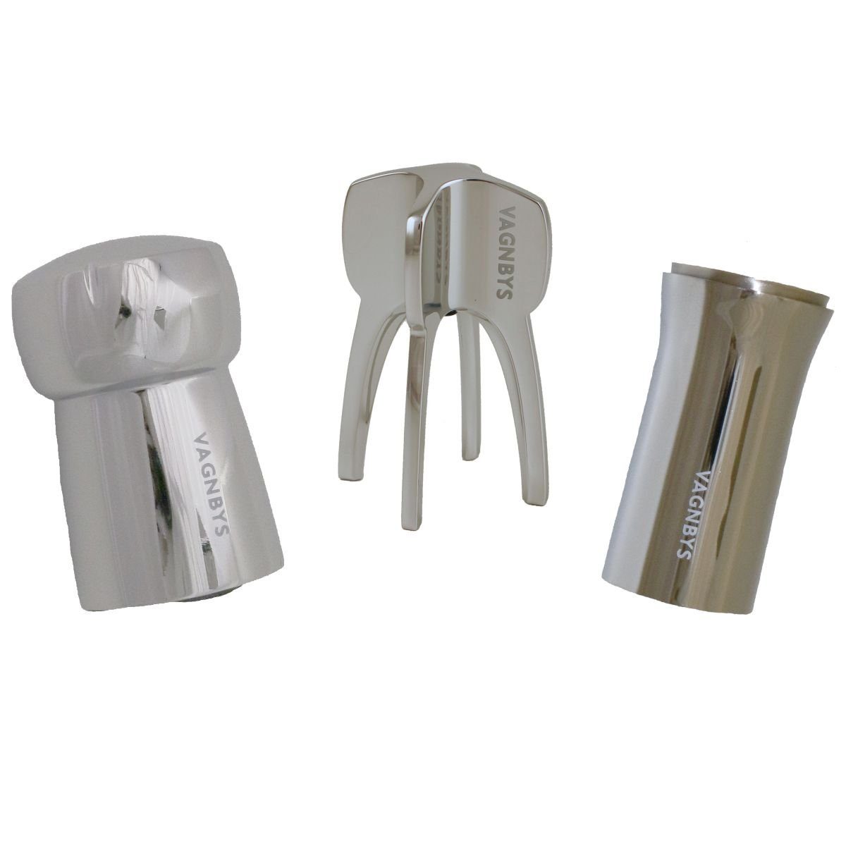 VAGNBYS Weinflaschenöffner VAGNBYS 3er Master-Set Champagne: Twister, Pourer und Stopper (Set)