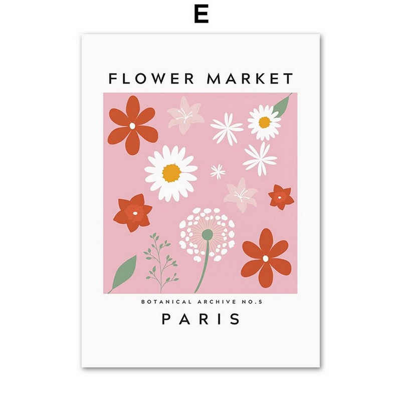 TPFLiving Kunstdruck (OHNE RAHMEN) Poster - Leinwand - Wandbild, Henri Matisse - Kirsche, Regenbogen, Schmetterling, Blumen - (Flower Market Paris), Farben: Rosa, Pink, Rot und Weiß - Größe 10x15cm