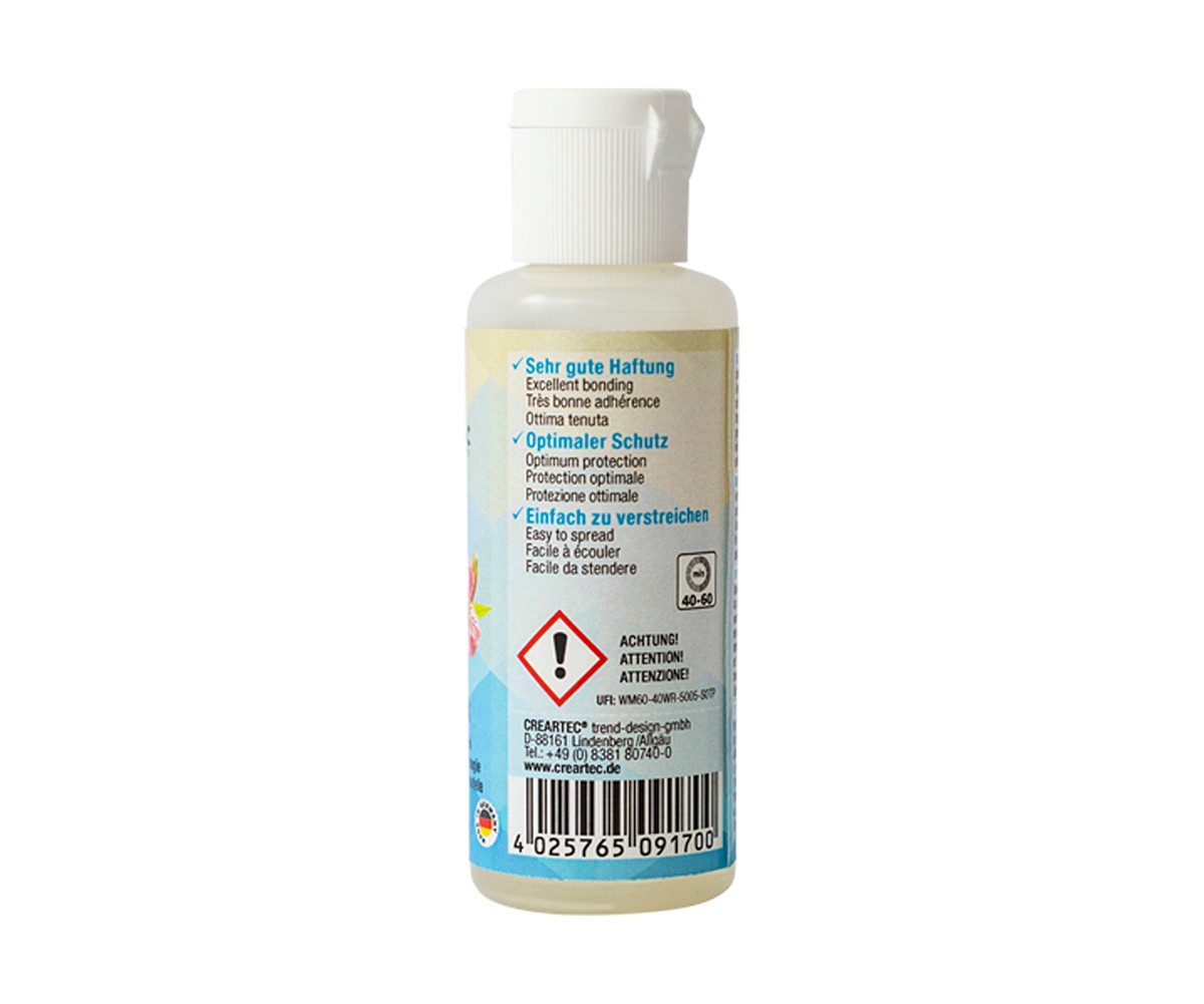 CREARTEC Kerzenmalfarbe Kerzen-Glanzlack - 50 ml - mit glänzendem Finish - für alle Kerzen, bietet Schutz vor Abreibung und Schmutz - Made in Germany