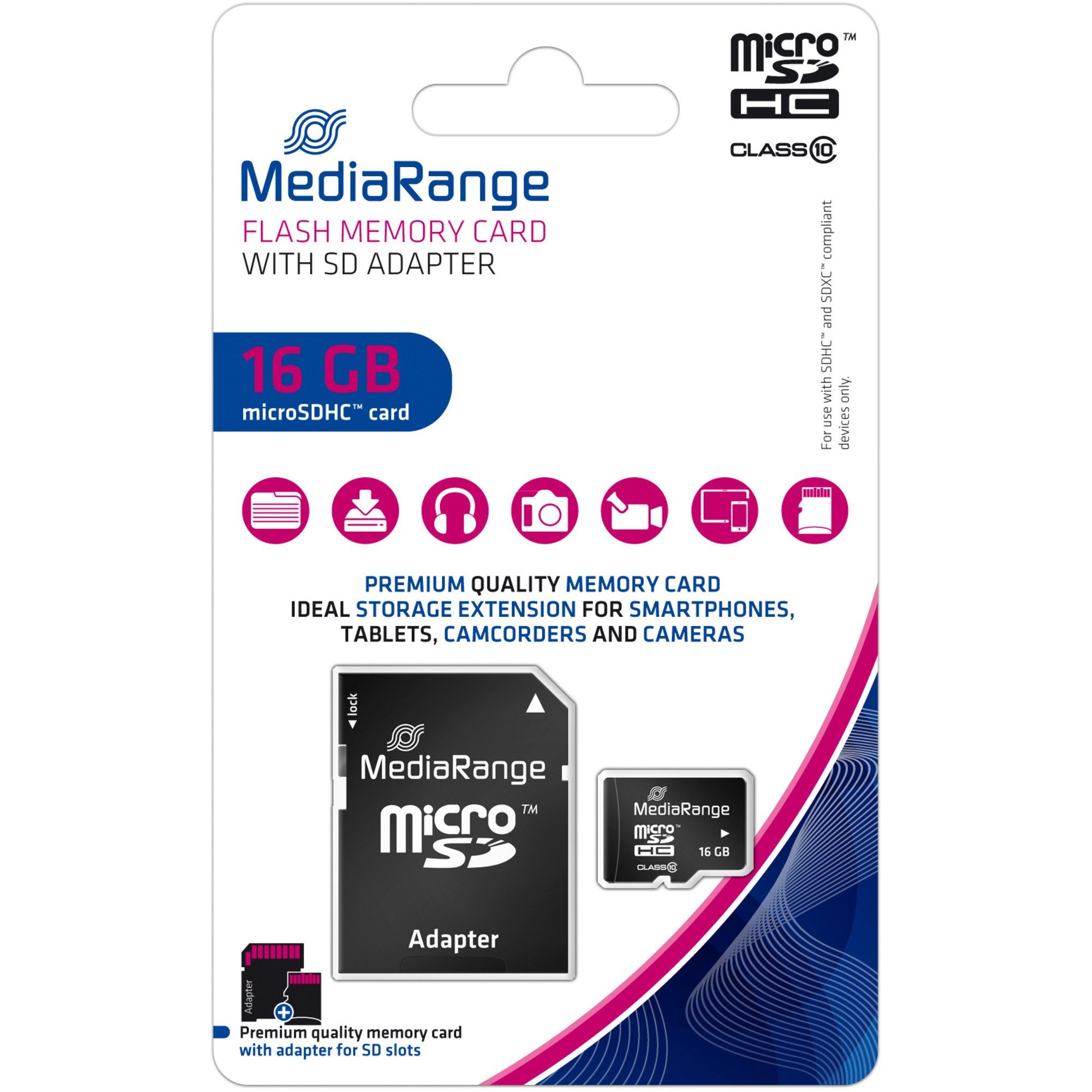 Mediarange MediaRange 16 GB microSDHC, Speicherkarte, (Class externer Speicher (16 GB GB)