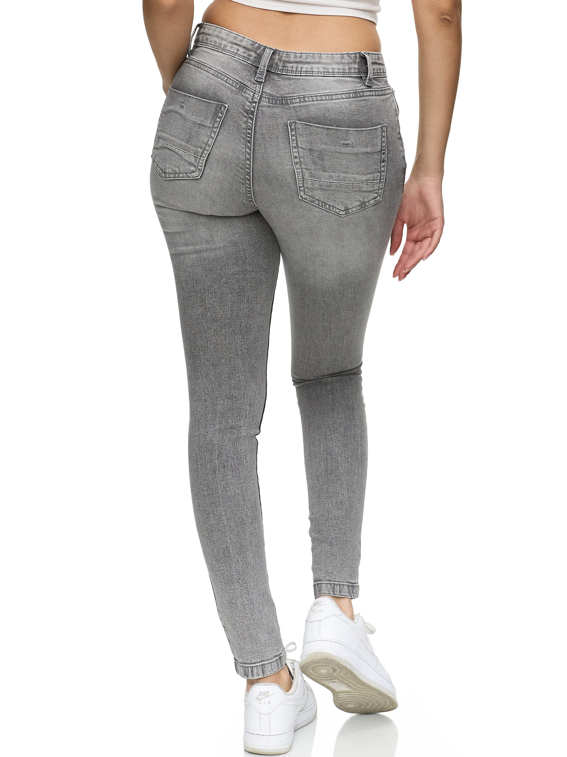 REPUBLIX Stretch-Jeans STELLA Damen Destroyed Mid Waist Stretch Denim Jeans – Bild 5 von 5