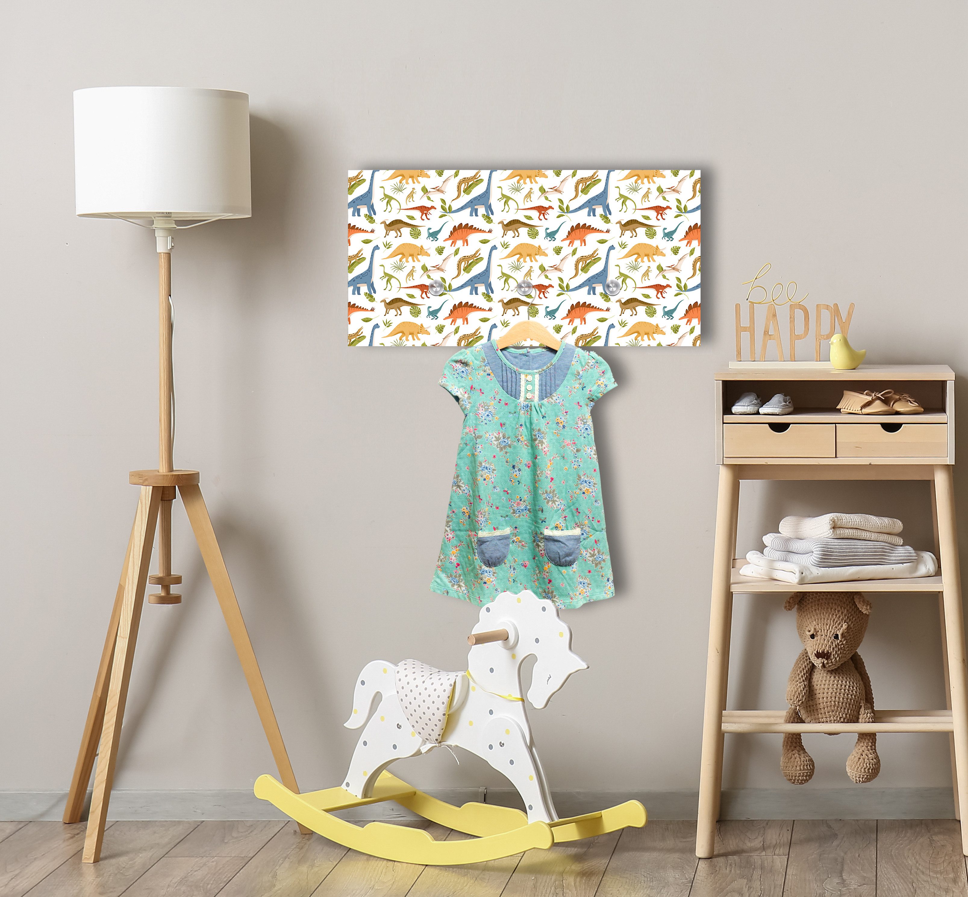 queence Garderobenleiste Dino (1 St), inkl. 3 Edelstahlhaken und Aufhängung