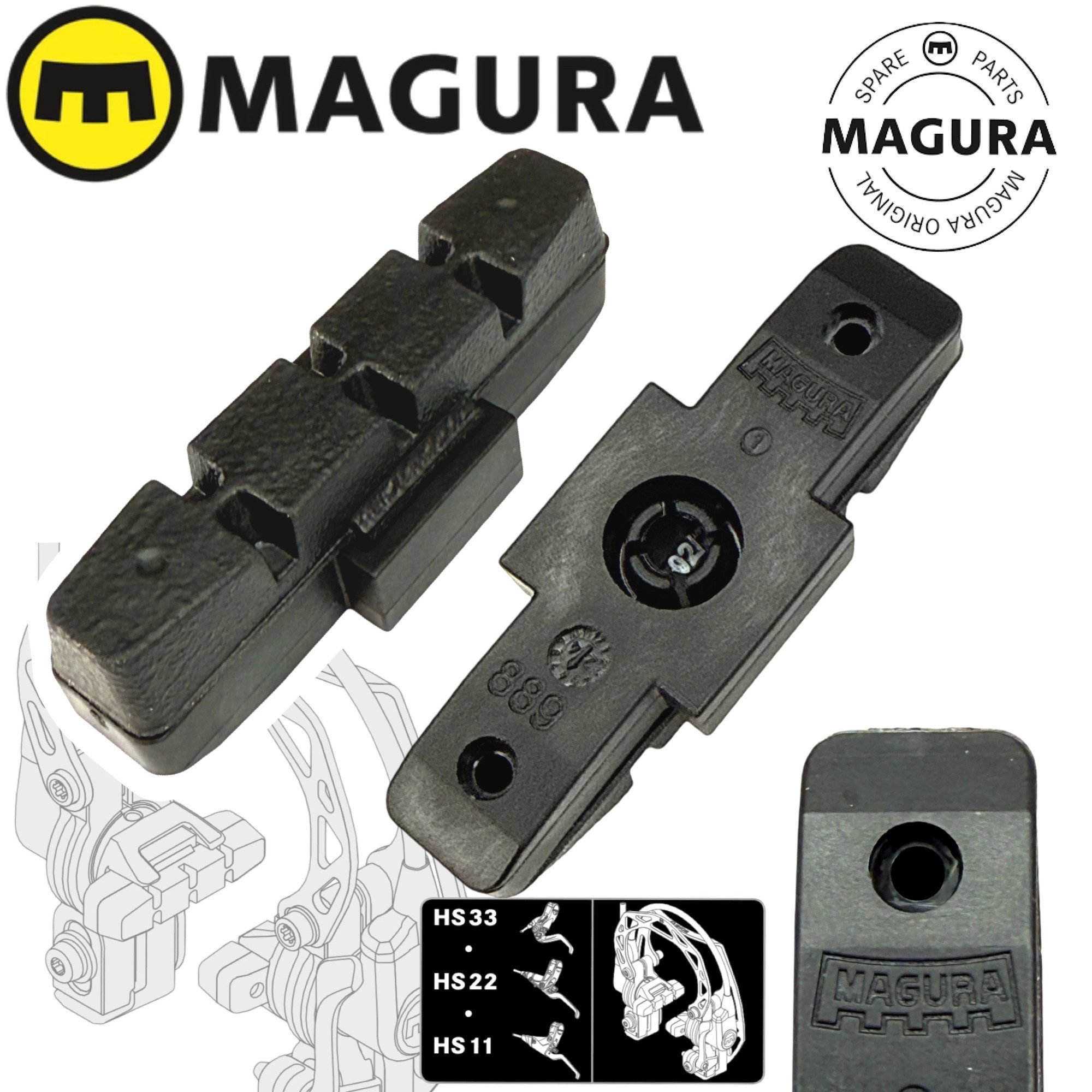 Felgenbremse Magura Bremsbeläge für unbeschichtet Felgen Hs11 HS22 HS33 (1 Paar)