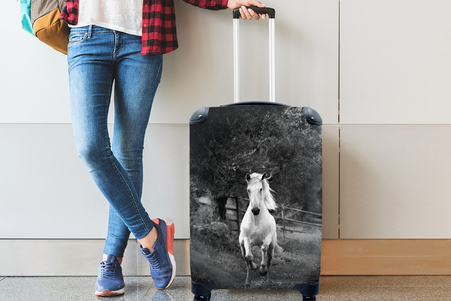 - Pferd Natur 4 für Handgepäckkoffer MuchoWow Rollen, Handgepäck Reisekoffer Schlamm, Reisetasche Ferien, mit - Trolley, rollen,