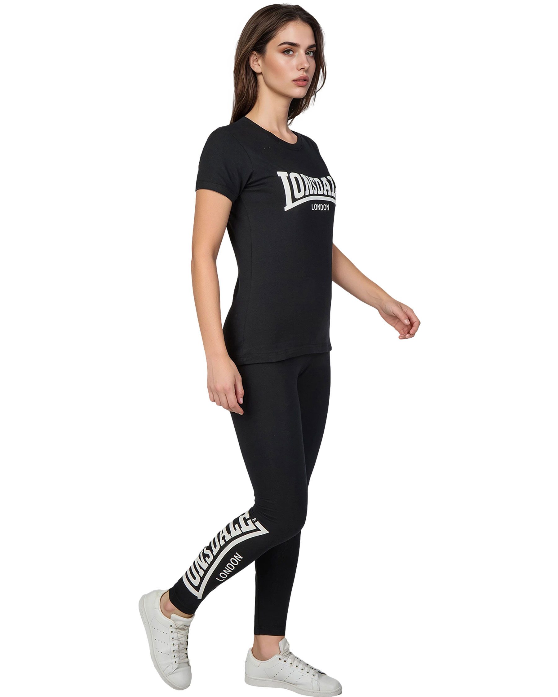 Lonsdale Shirt & Leggings Lonsdale Damen T-Shirt und Leggings Set Juniper (Set, 2 Teilig) logodruck