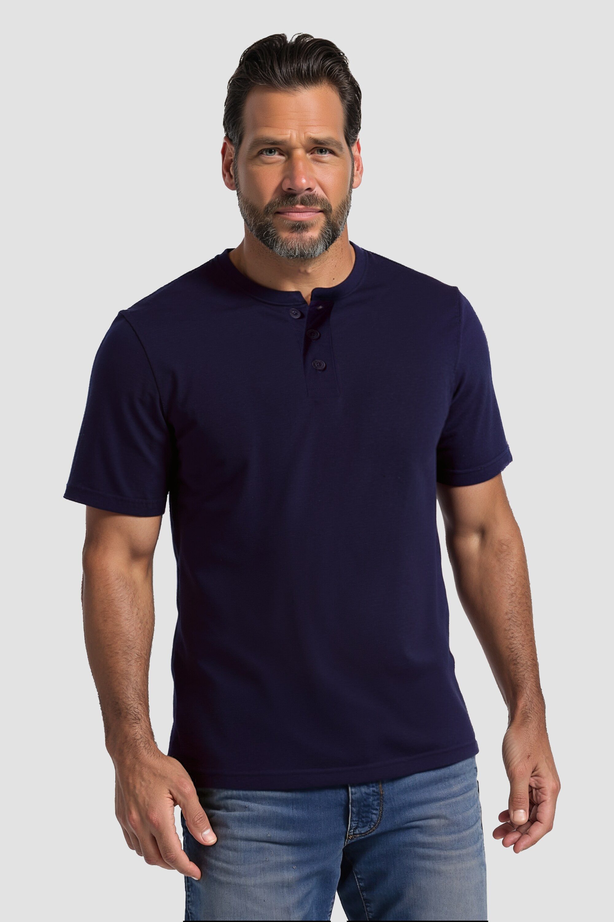 JP1880 T-Shirt Henleys Basic 2er-Pack Rundhals Knopfleiste (2-tlg) günstig online kaufen