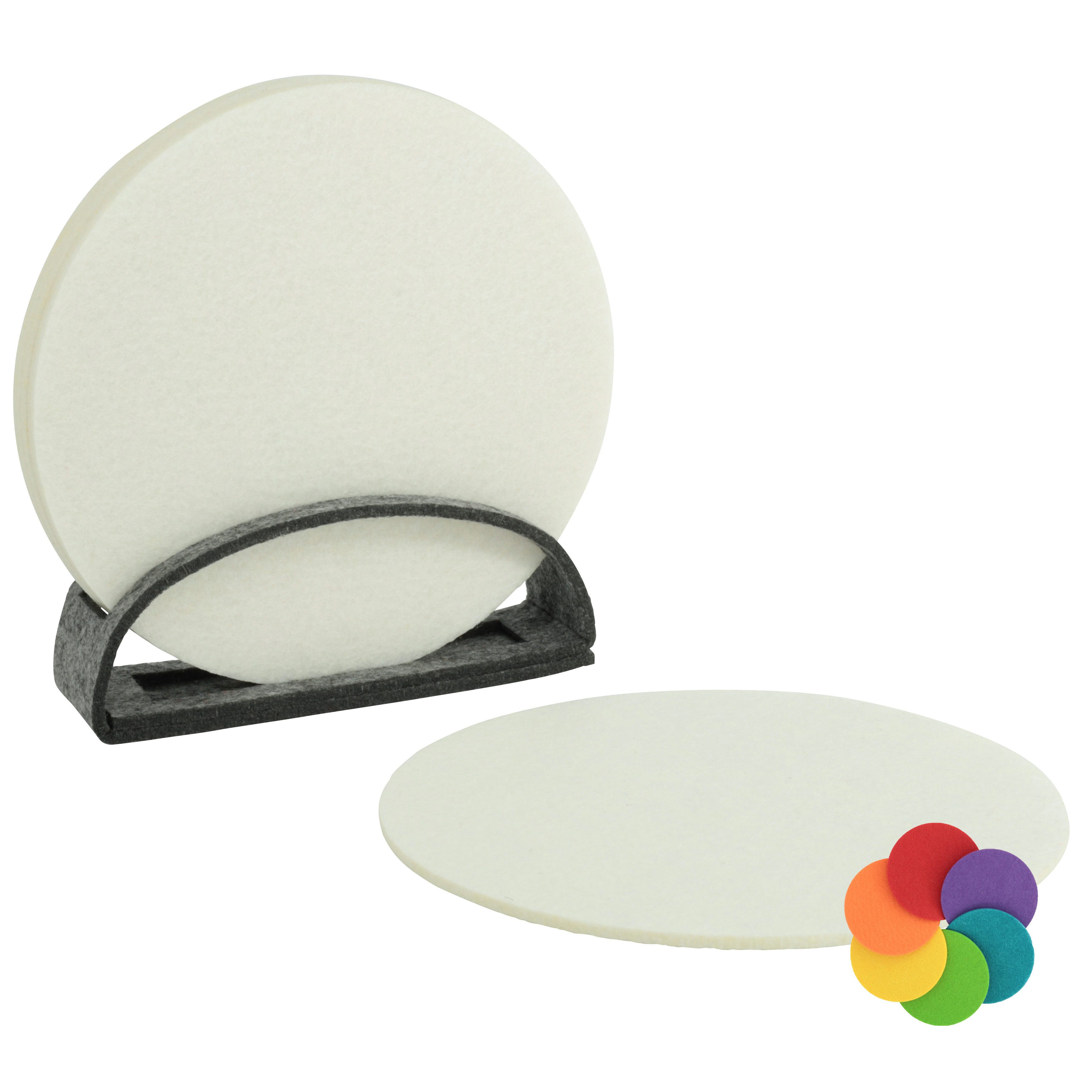 BIASTO Getränkeuntersetzer 6er Set - Ø15cm - Farbe: Wollweiss mit Aufbewahrung, Zubehör für Gläser, Vasen, Tassen, Teller, Tische, Gläser, Weingläser, Cocktails, Flaschen, Schalen, Tischdeko, Blumentopf