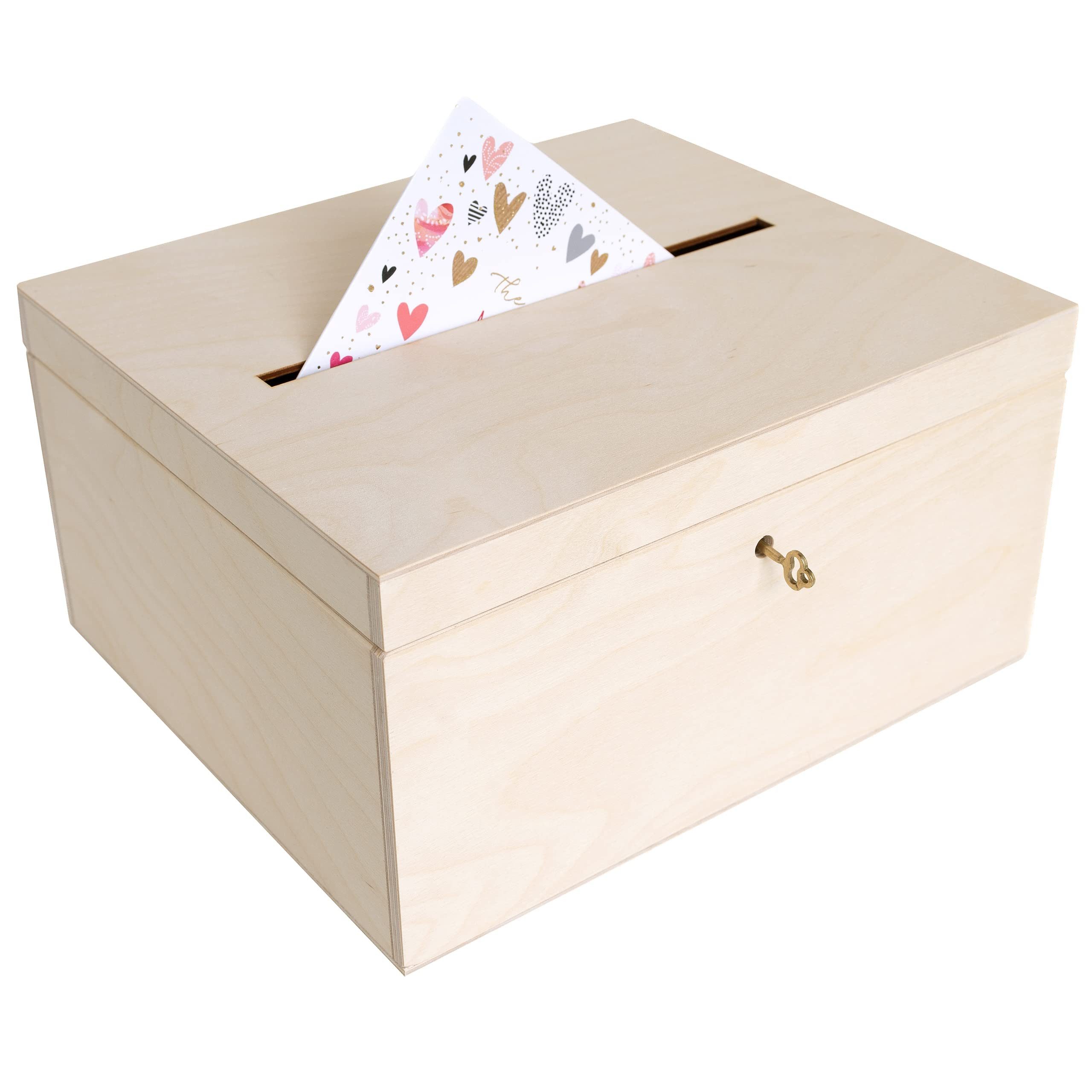 Creative Deco Dekokiste Holzkiste Kartenbox Hochzeit 29x25x15 cm