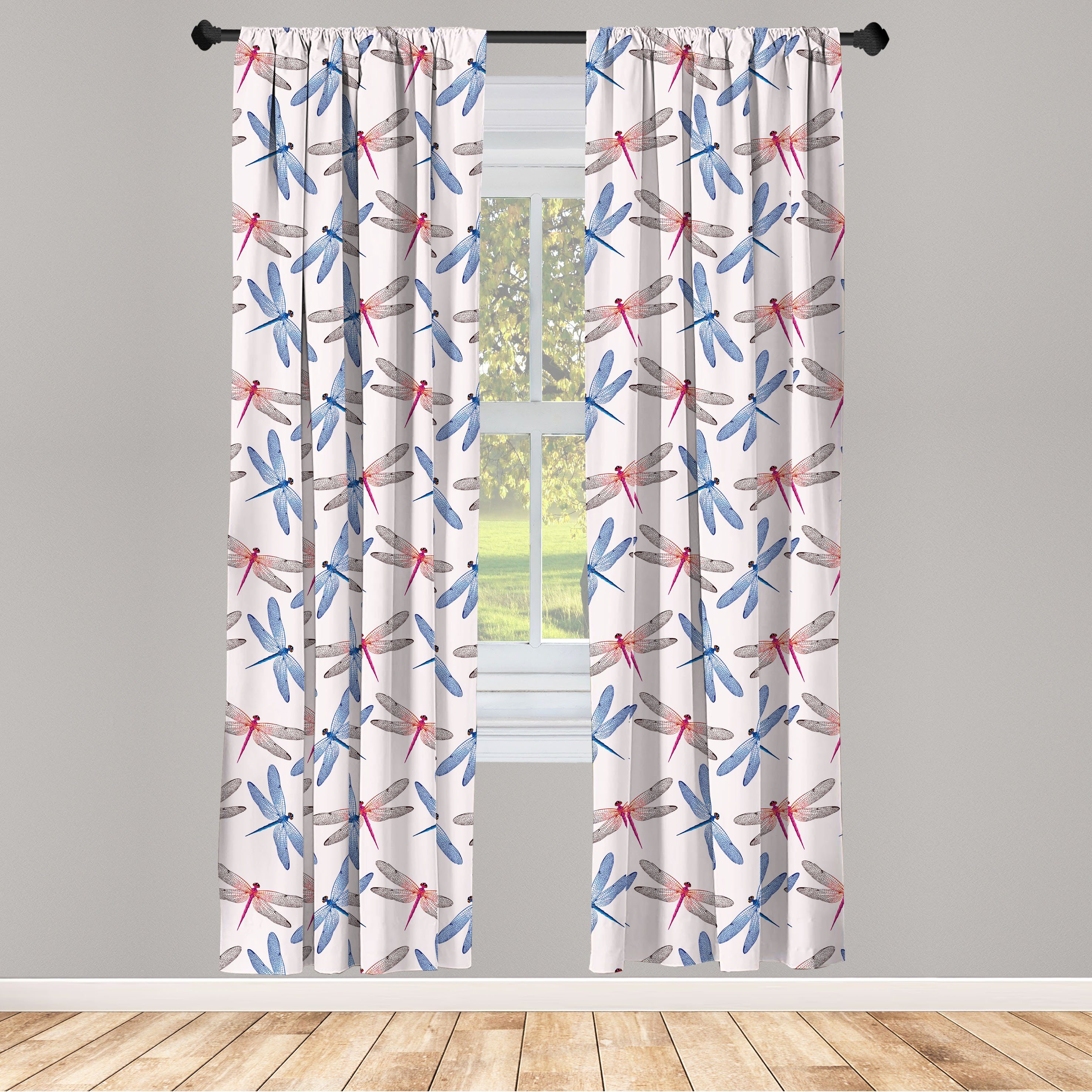 Gardine Vorhang für Abakuhaus, Wohnzimmer Microfaser, Libellen-Flügel-Kunst Tierkunst Dekor, Schlafzimmer