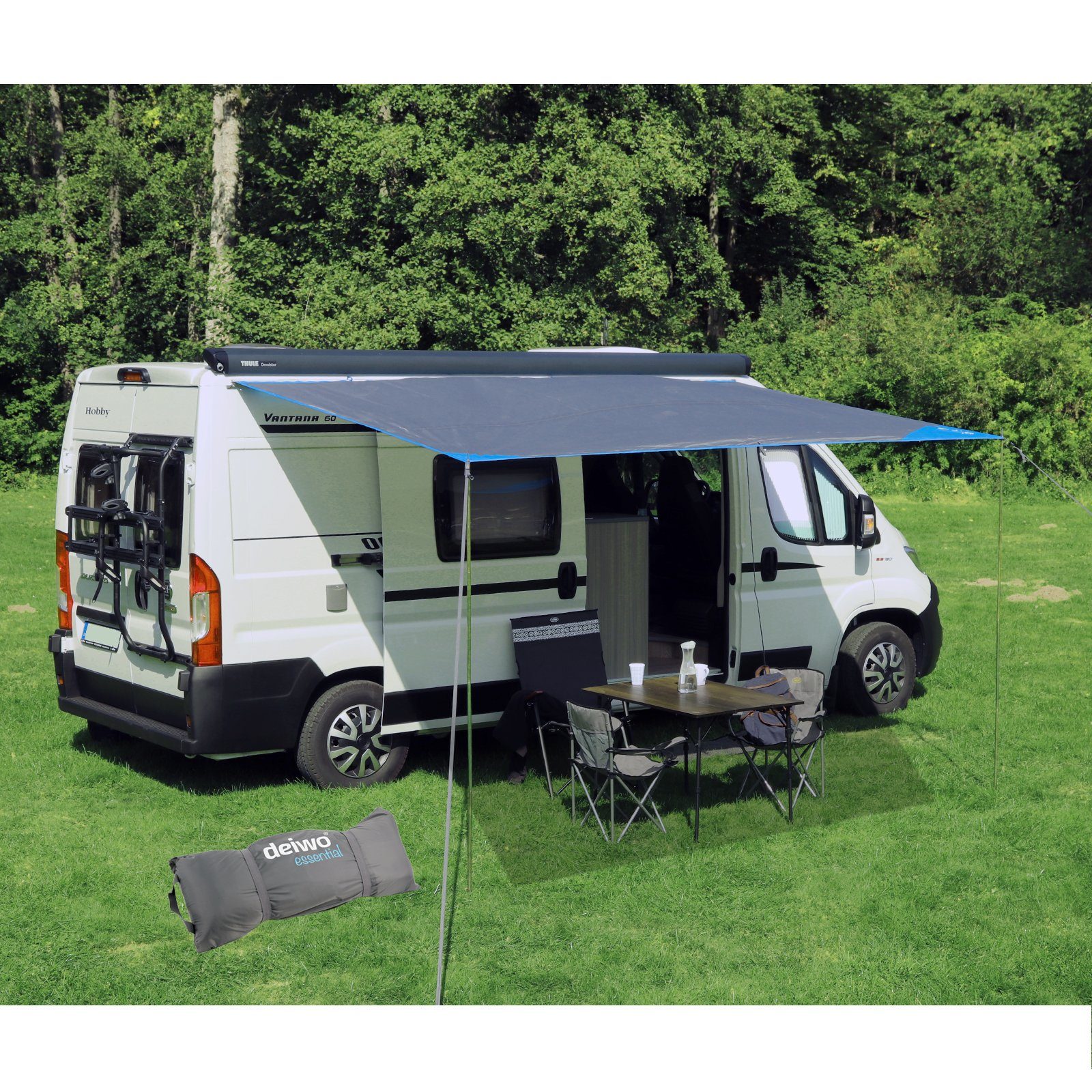 Sonnensegel Wohnmobil Wohnwagen Sonnensegel, grau, 2,50 x 2,4m, Wassersäule 2000mm