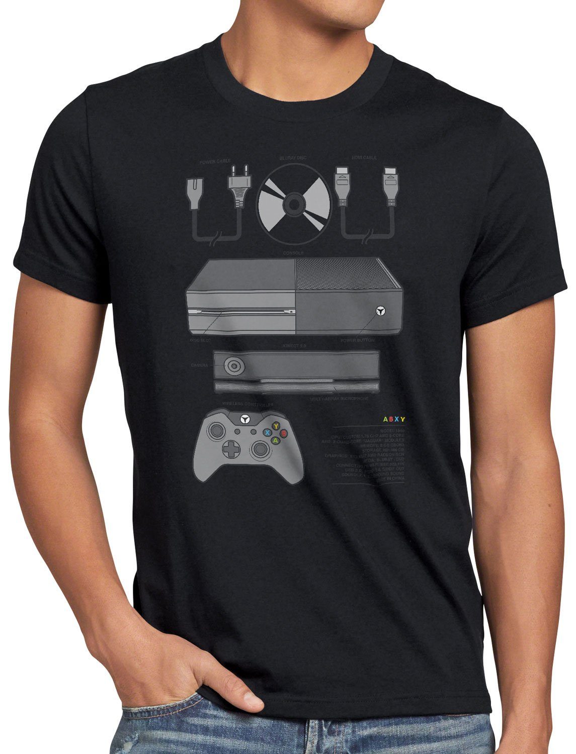 One T-Shirt schwarz konsole style3 X Herren box Print-Shirt game gamer