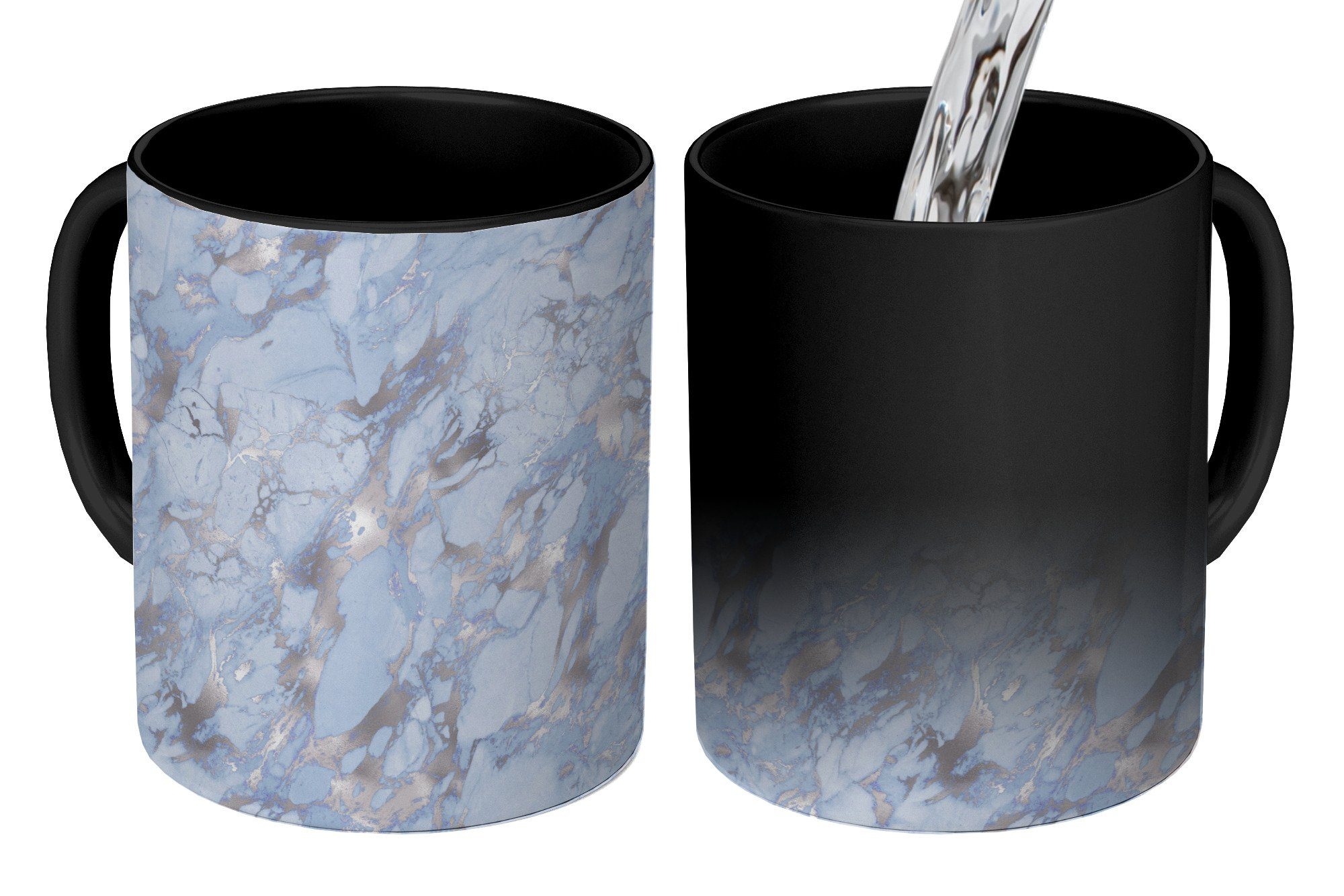 MuchoWow Tasse Marmor - Silber - Design, Keramik, Farbwechsel, Kaffeetassen, Teetasse, Zaubertasse, Geschenk
