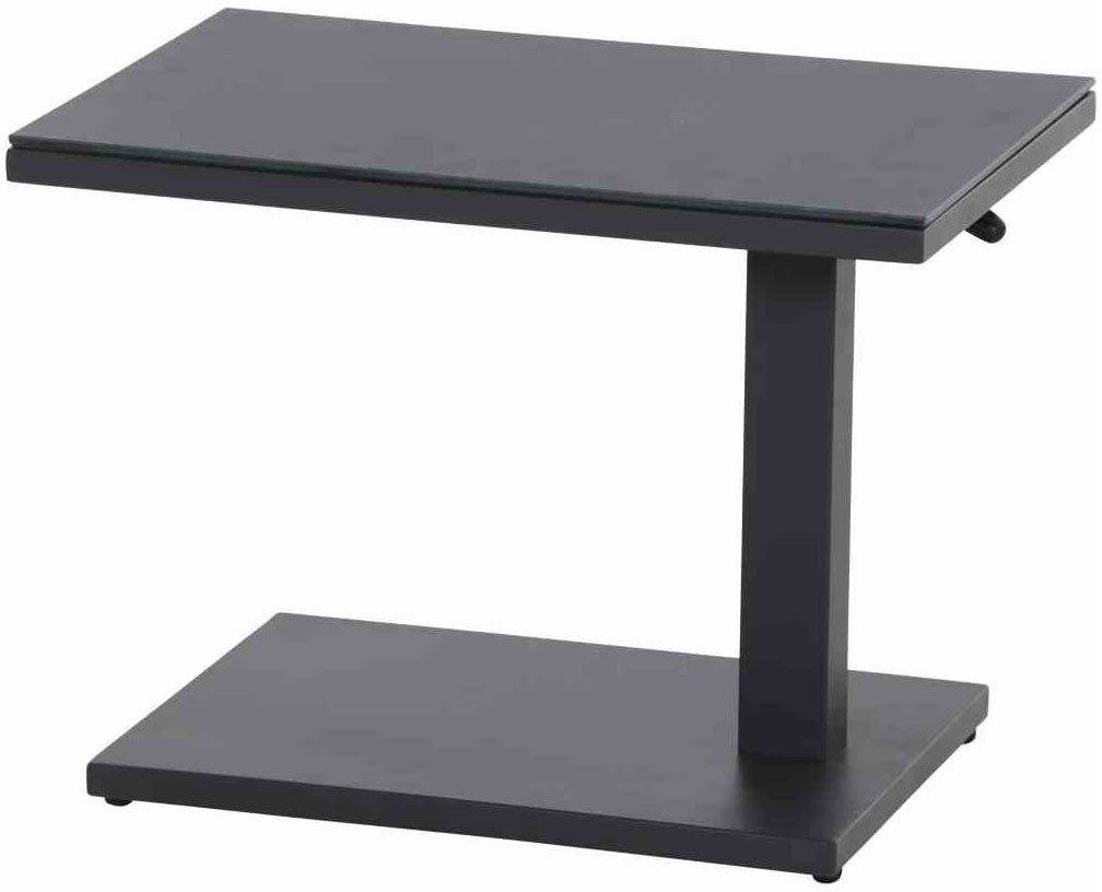 Siena Garden Gartentisch TORENO Lift-Beistelltisch 60x40cm, Aluminiumgestell matt anthrazit, Tischplatte aus Glas in dark concrete