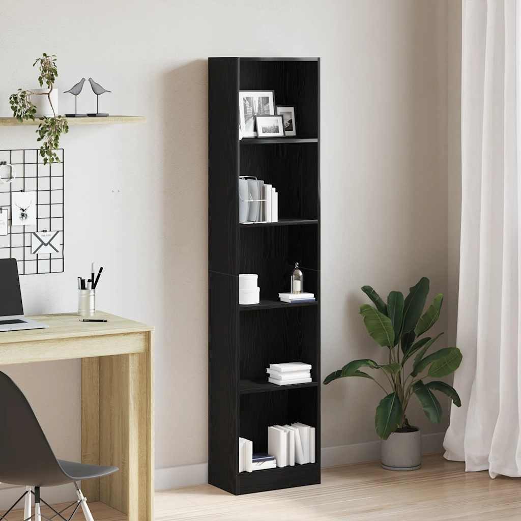 vidaXL Bücherregal Bücherregal Schwarz Eichen-Optik 40x24x176 cm Holzwerkstoff, 1-tlg. – Bild 2 von 5