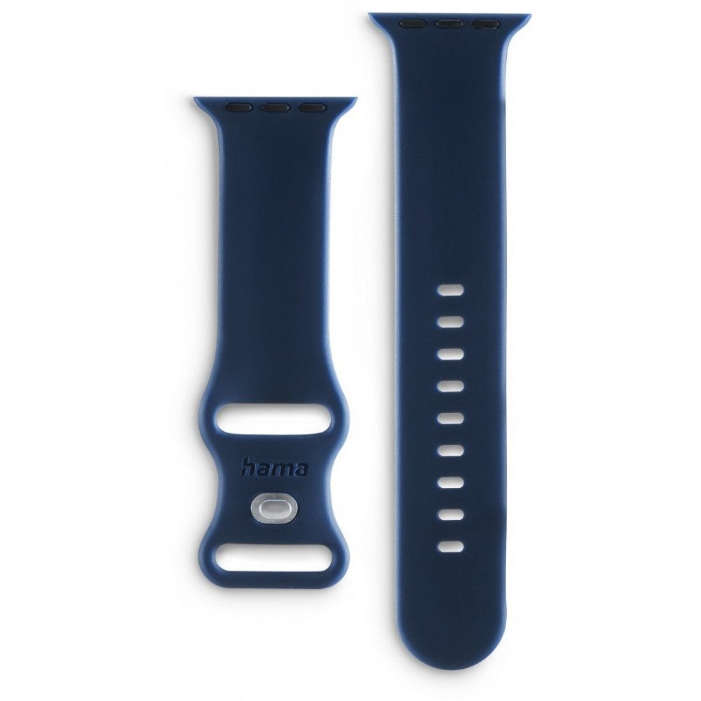 Hama Hama Wechselarmband für Apple Watch blau. Smartwatch, Sportlich-schicker Look in Blau, Seidiges Rubber-Finish für Komfort, Schweiß- und wasserresistent