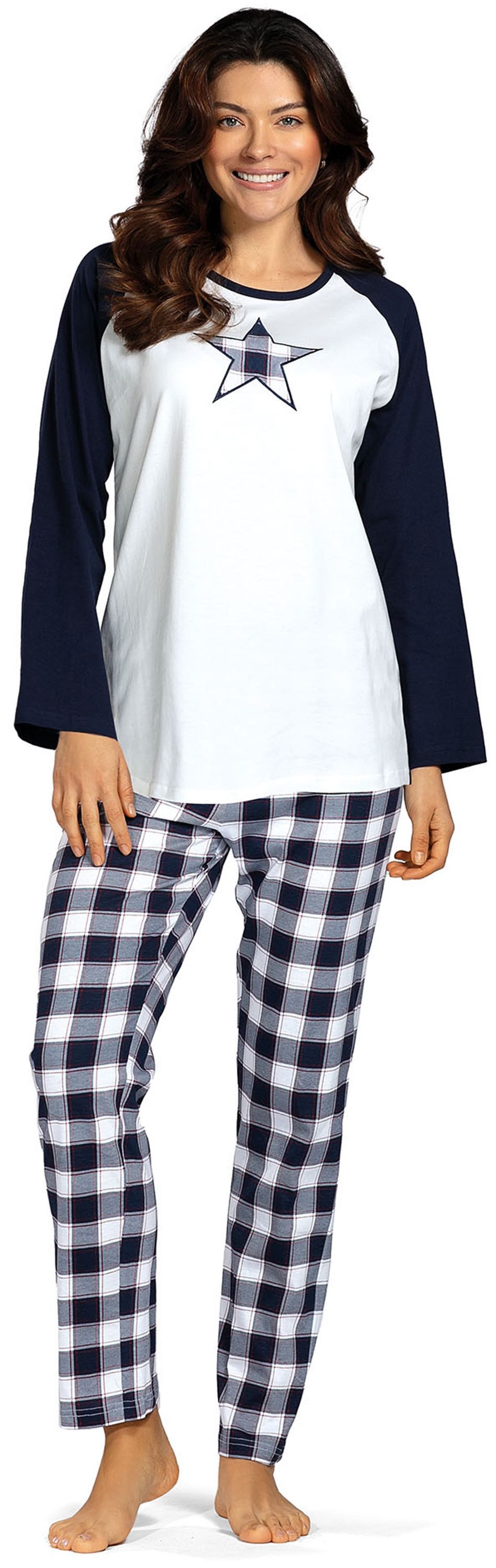 comtessa Schlafanzug Lovely Dreams (Set, 2 tlg., 2-teilig) Damen Pyjama lang Baumwolle Langarm Reglan große Größen