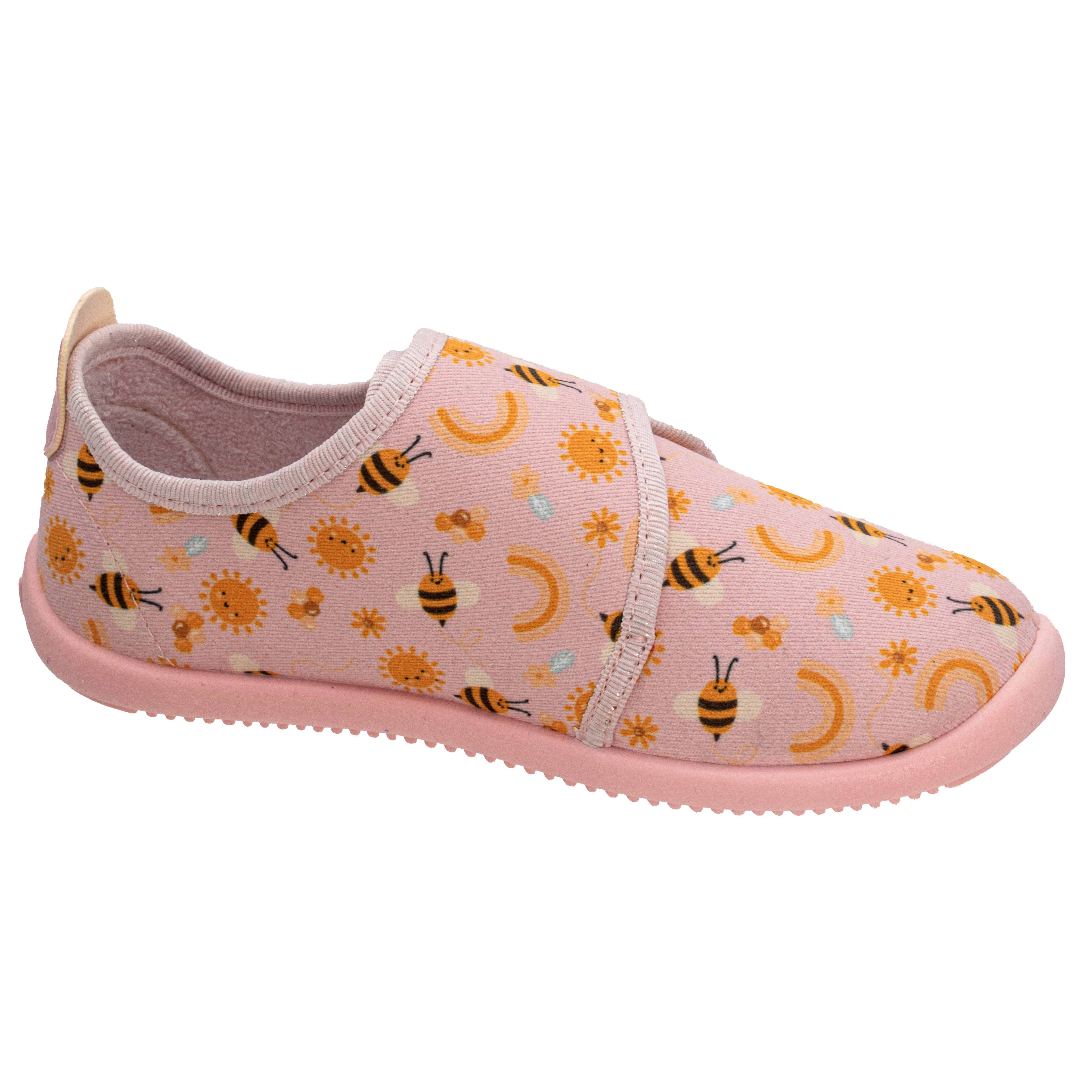 Fischer-Markenschuh Softer Hausschuh für Kinder, aus Baumwolle, mit Frotteefutter, Klettverschluss – Bild 2 von 5
